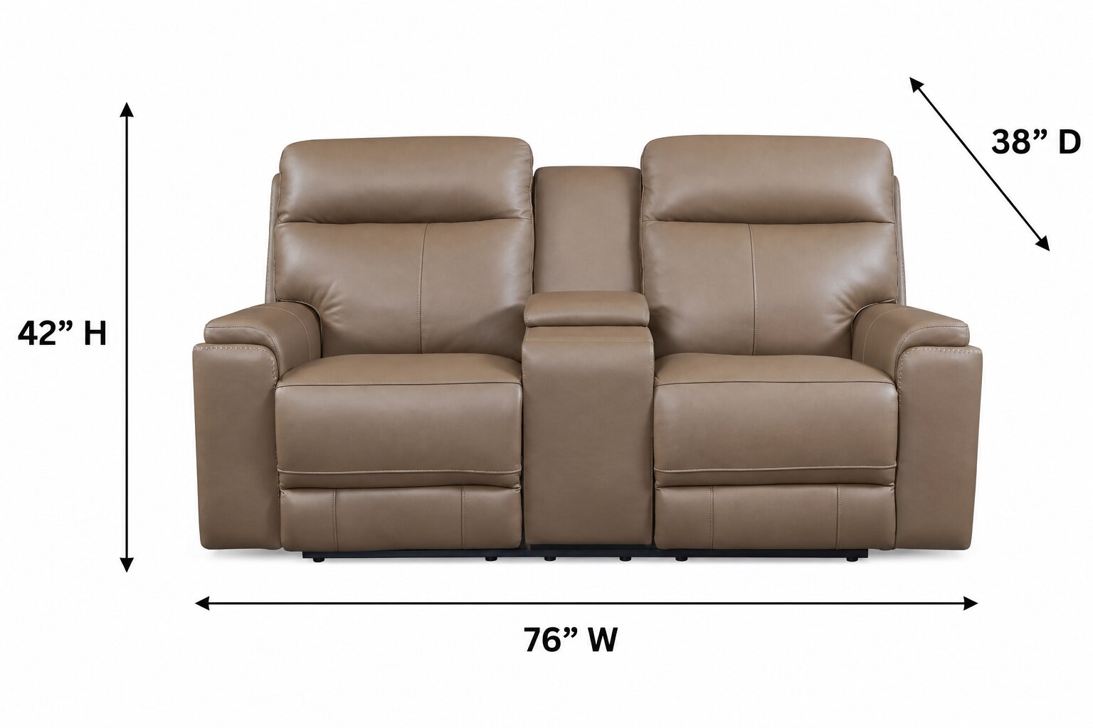 Bryant Tuscan Tan Leather 76" Lay Flat Power Reclining Console Loveseat with Power Headrest and USB Charging