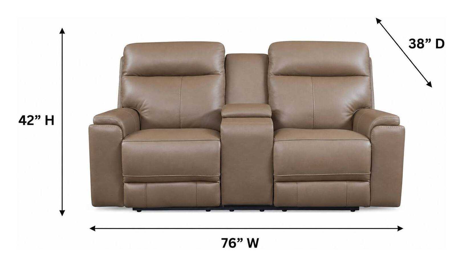 Bryant Tuscan Tan Leather 76" Lay Flat Power Reclining Console Loveseat with Power Headrest and USB Charging