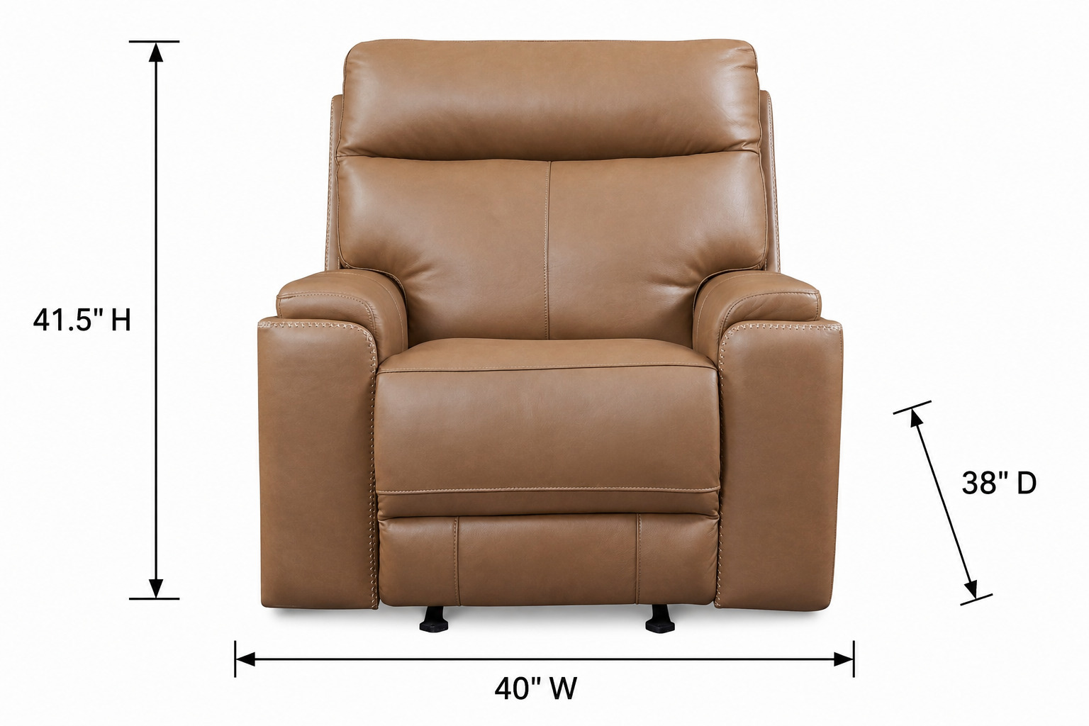 Bryant Tuscan Tan Leather Glider Power Recliner with Power Headrest and USB Charging