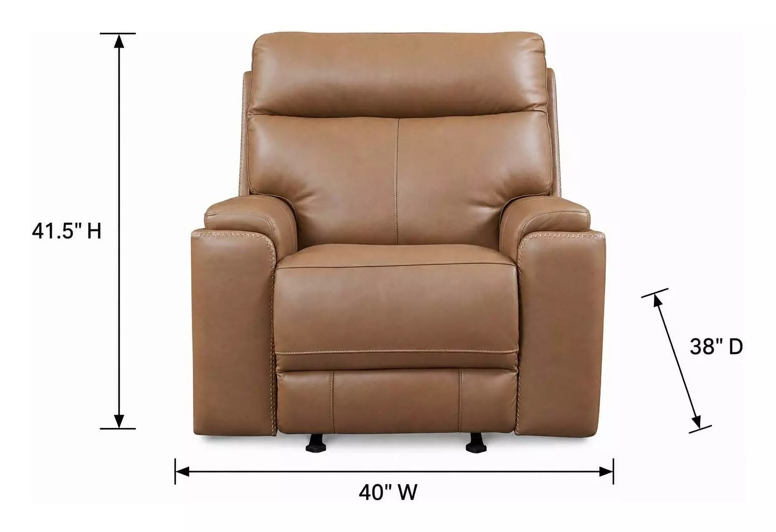 Bryluxe Tuscan Tan Leather Glider Power Recliner with Power Headrest and USB Charging