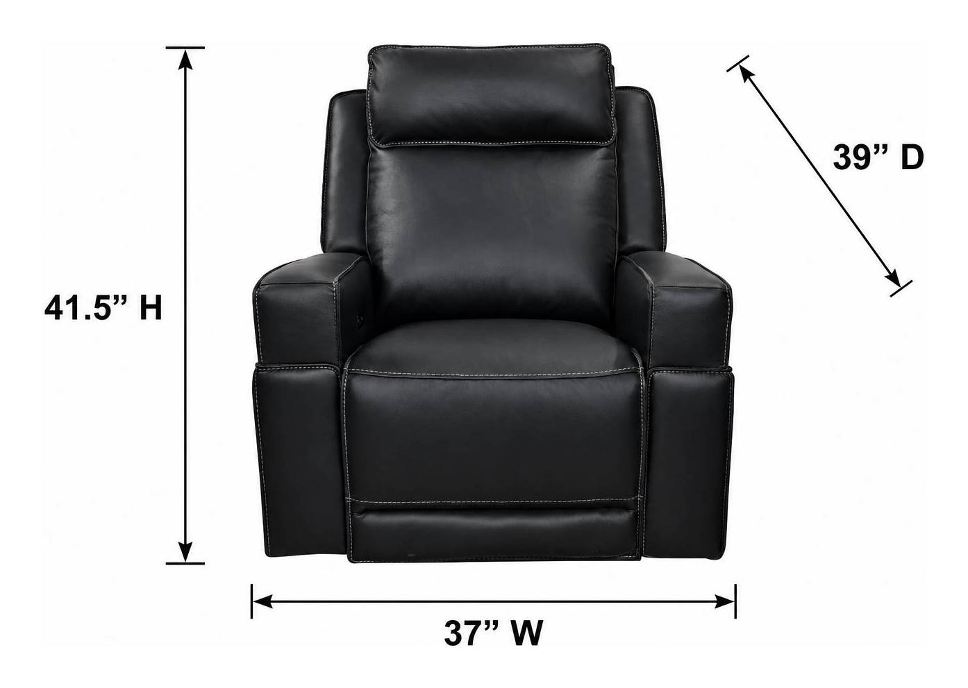 Valley Black Leather Glider Power Recliner with Power Headrest and USB Charging