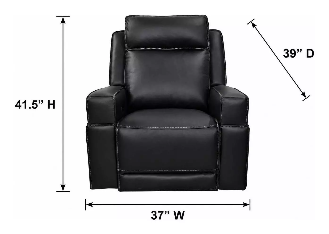 Valley Black Leather Glider Power Recliner with Power Headrest and USB Charging