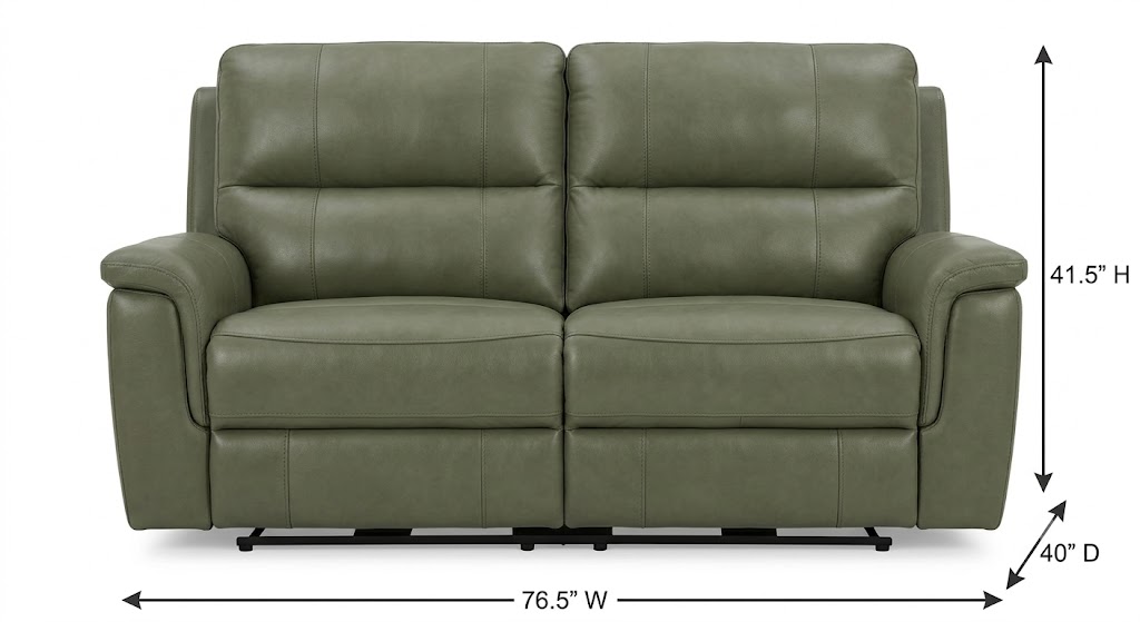Laredo Sage Moss Leather 77" Zero Gravity Power Reclining Console Loveseat with Power Headrest and USB Charging