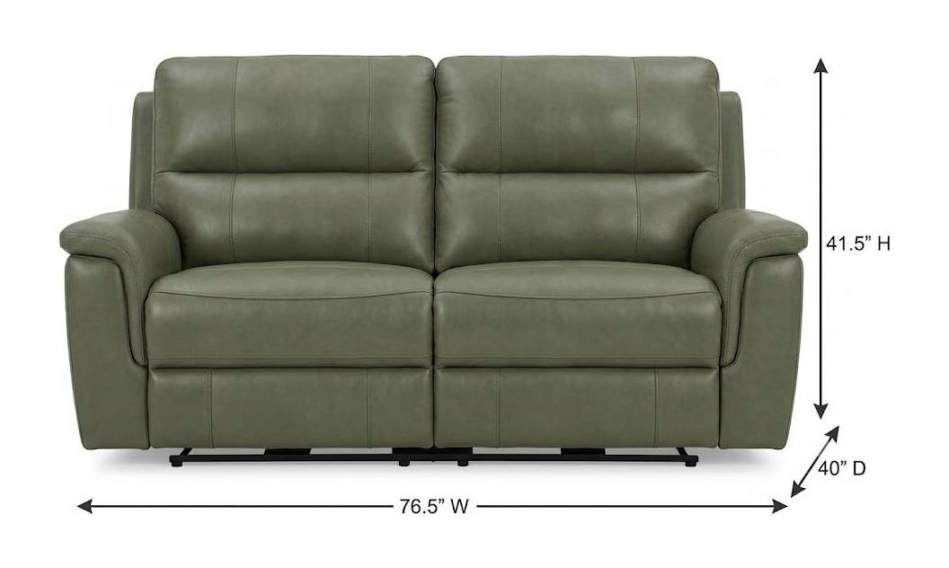 Laredo Sage Moss Leather 77" Zero Gravity Power Reclining Console Loveseat with Power Headrest and USB Charging