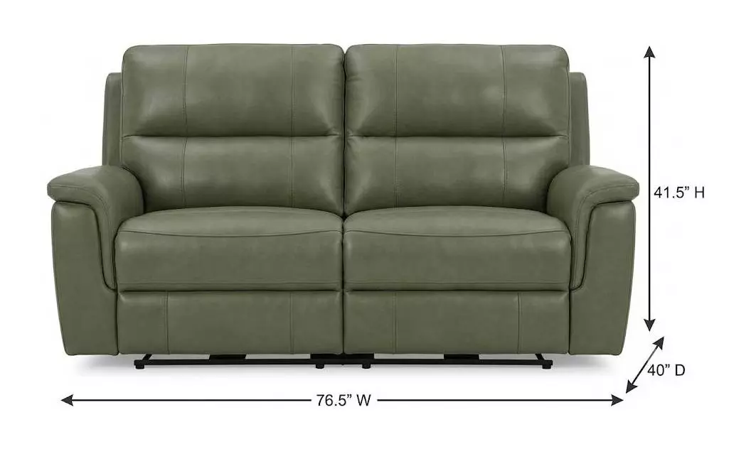 Laredo Sage Moss Leather 77" Zero Gravity Power Reclining Console Loveseat with Power Headrest and USB Charging