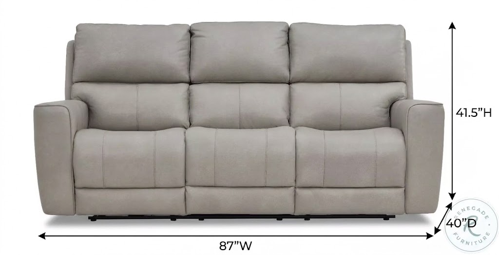 Laredo Cement Leather 87" Zero Gravity Power Reclining Sofa with Fold Down Center Console and USB Charging
