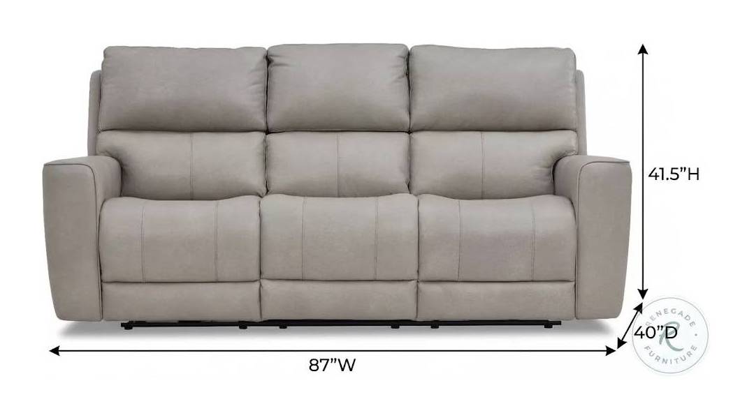 Laredo Cement Leather 87" Zero Gravity Power Reclining Sofa with Fold Down Center Console and USB Charging