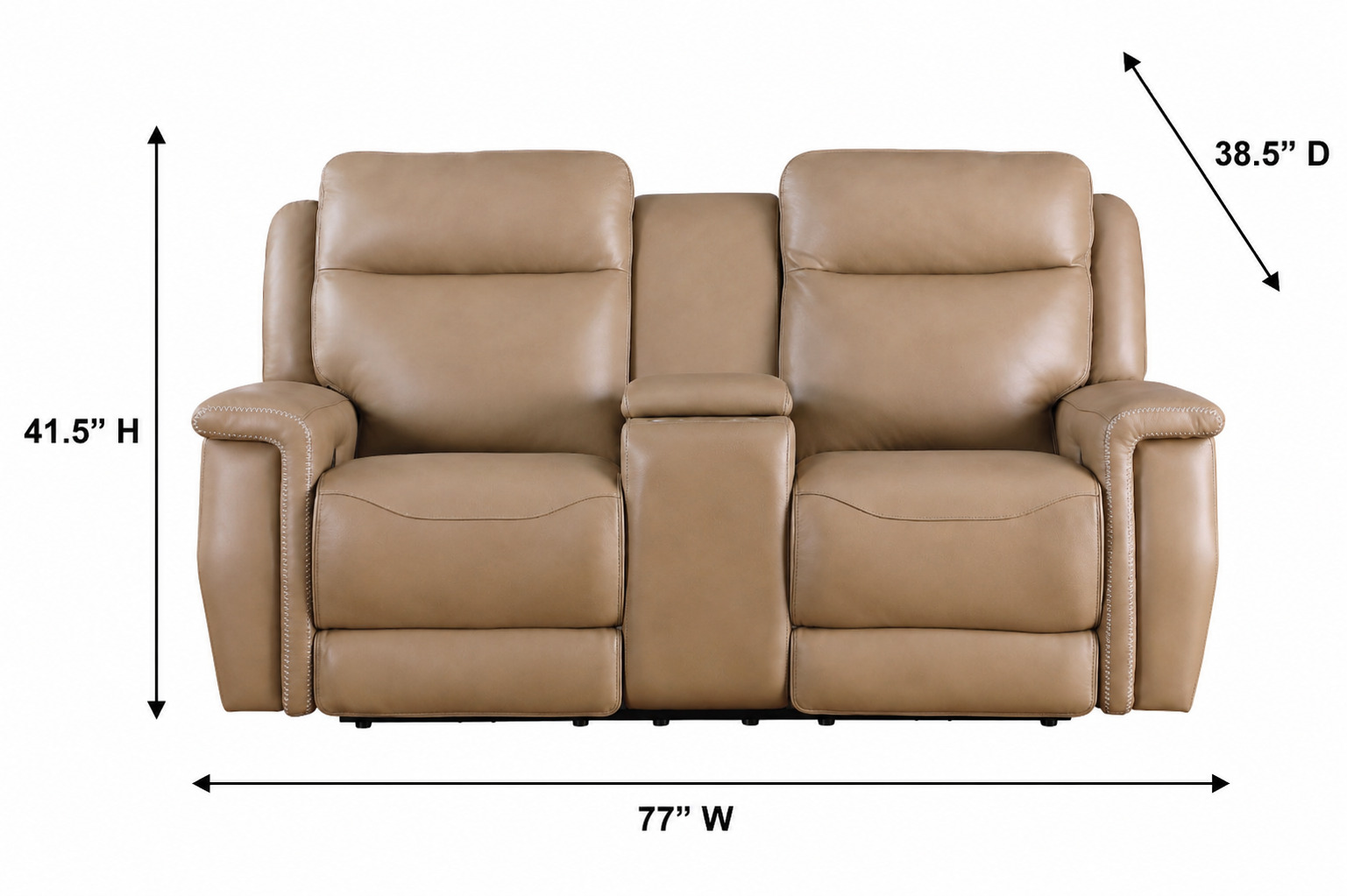 Fischer Saddle Leather 77" Zero Gravity Power Reclining Console Loveseat with Power Headrest and USB Charging