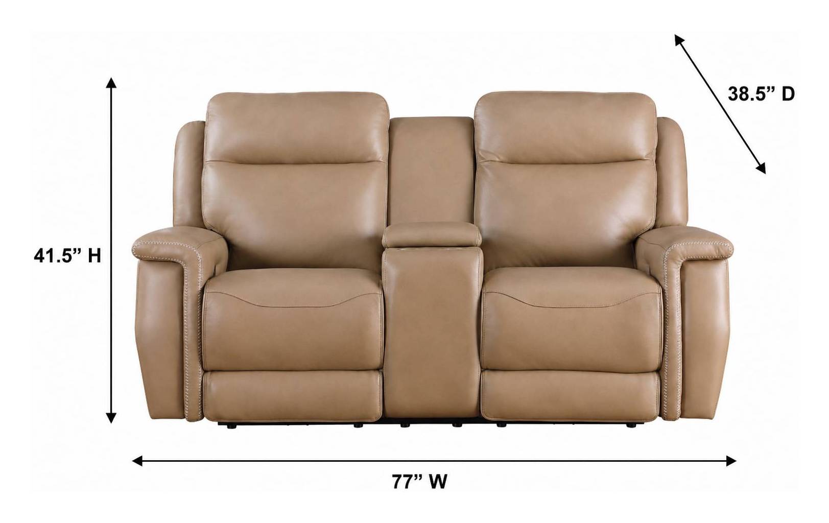 Fischer Saddle Leather 77" Zero Gravity Power Reclining Console Loveseat with Power Headrest and USB Charging
