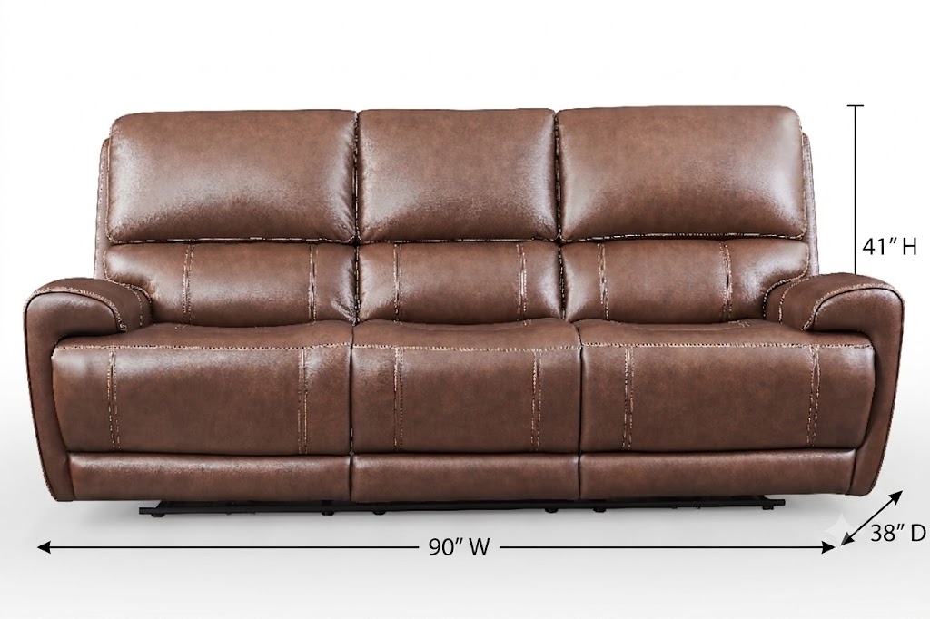 Highland Brown Coffee Leather 90" Zero Gravity Power Reclining Sofa with Power Headrest and USB Charging