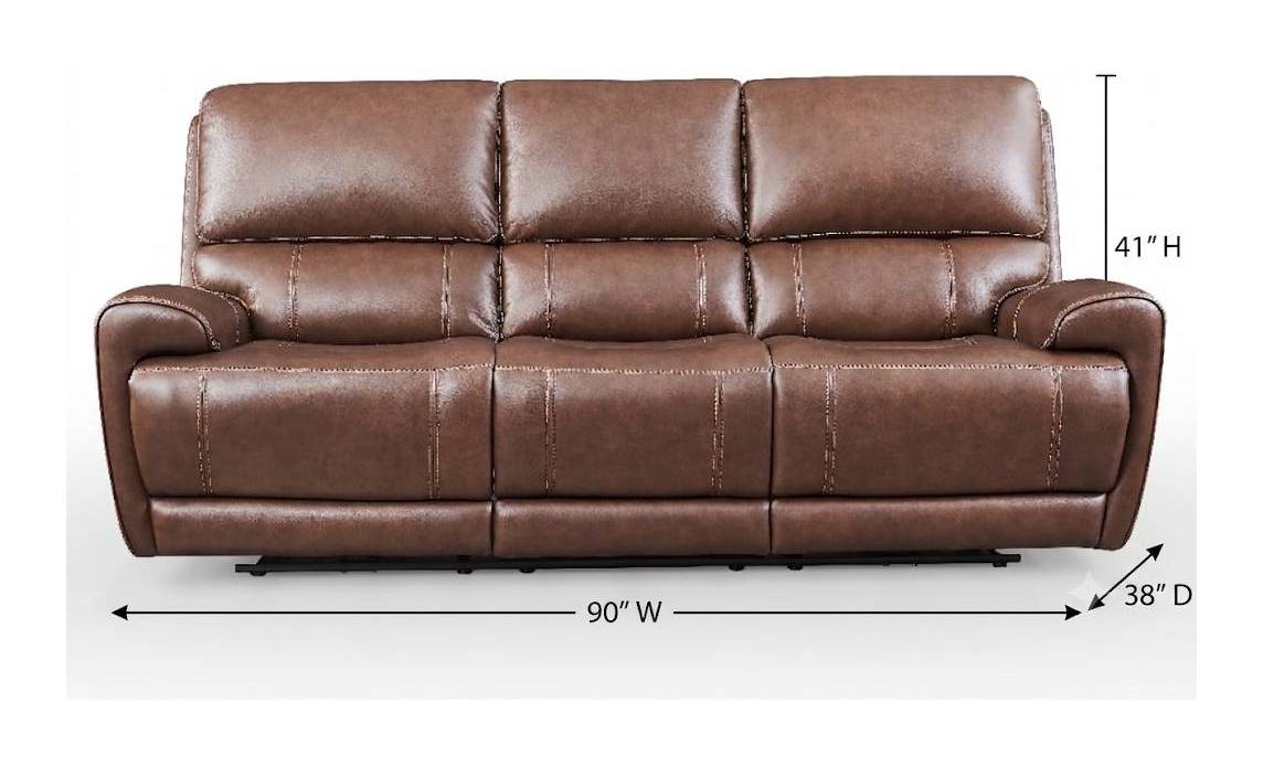 Highland Brown Coffee Leather 90" Zero Gravity Power Reclining Sofa with Power Headrest and USB Charging