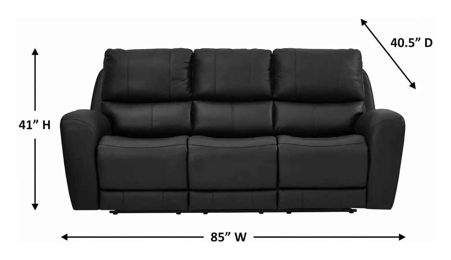 Bella Verona Black Leather 85" Zero Gravity Power Reclining Sofa with USB Charging