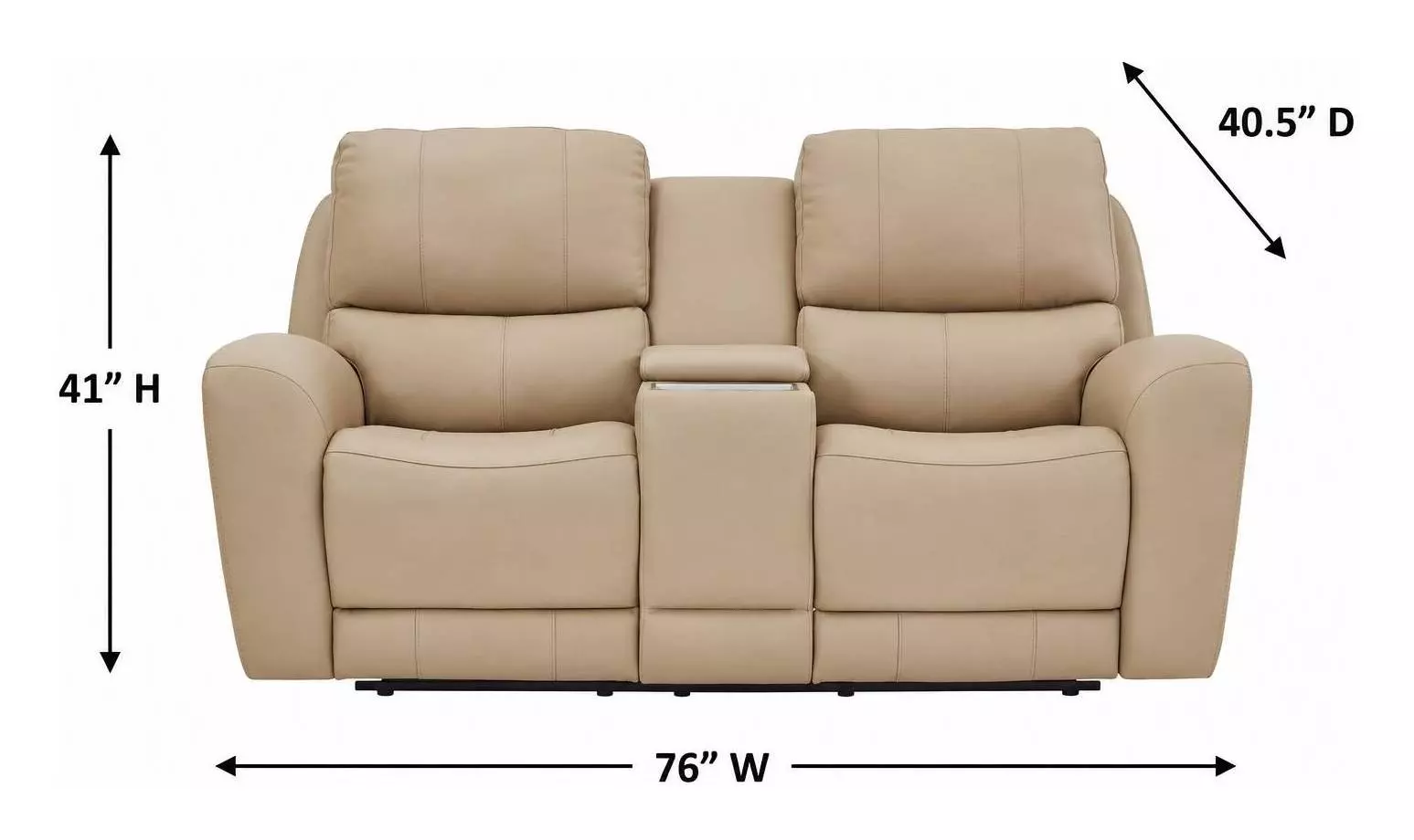 Bella Verona Taupe Leather 76" Zero Gravity Power Reclining Loveseat with Console and USB Charging