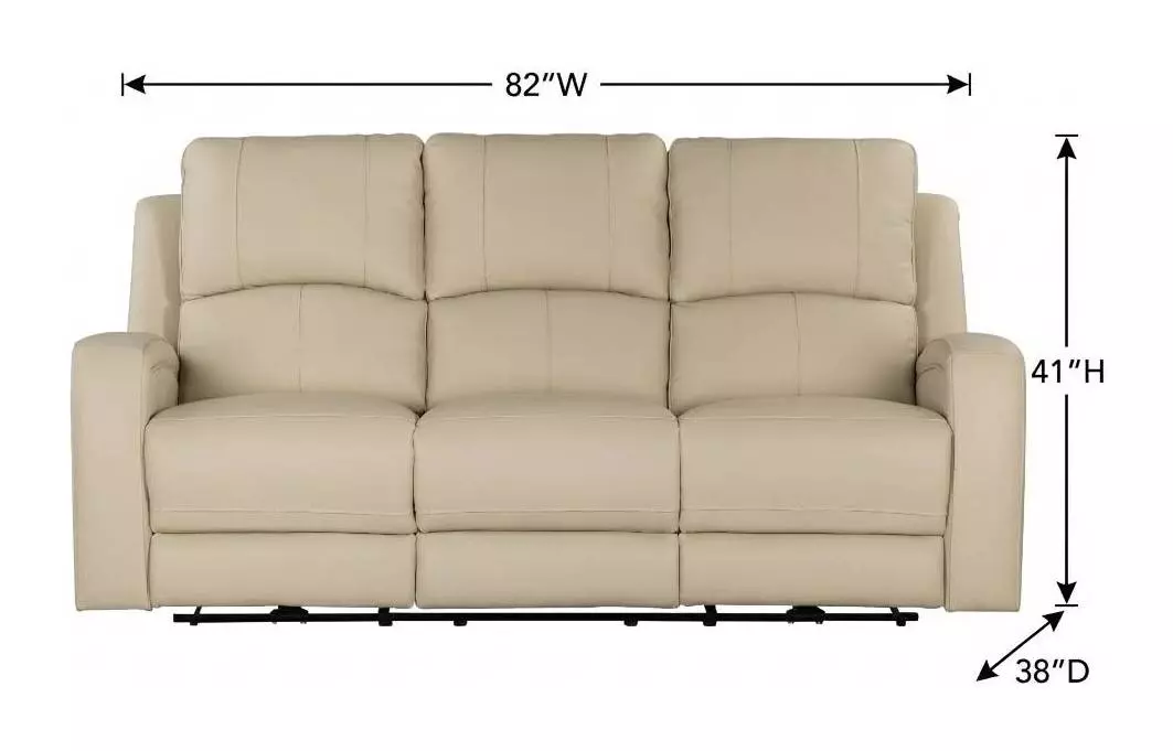 Alessia Taupe Stone Leather 82" Zero Gravity Triple Power Reclining Sofa with USB Charging