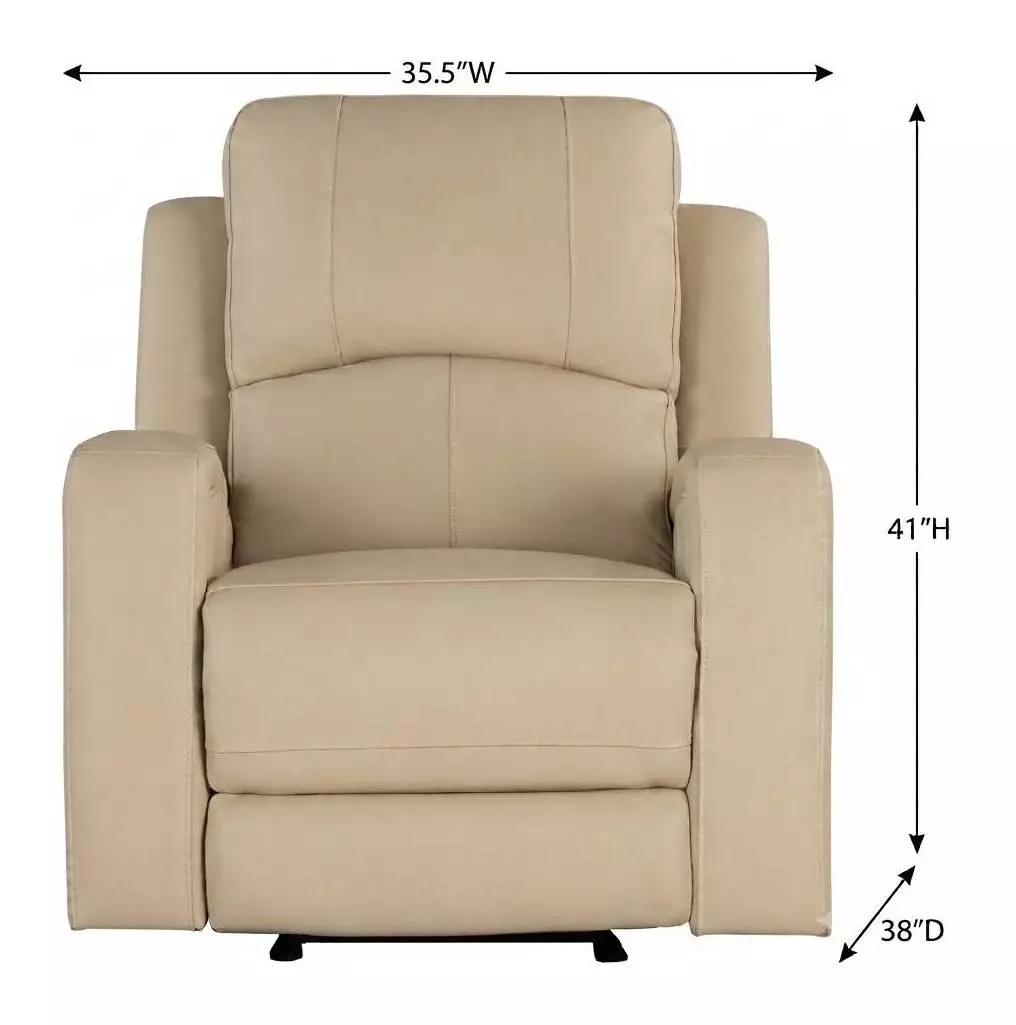 Alessia Taupe Stone Leather Triple Power Glider Recliner with USB Charging