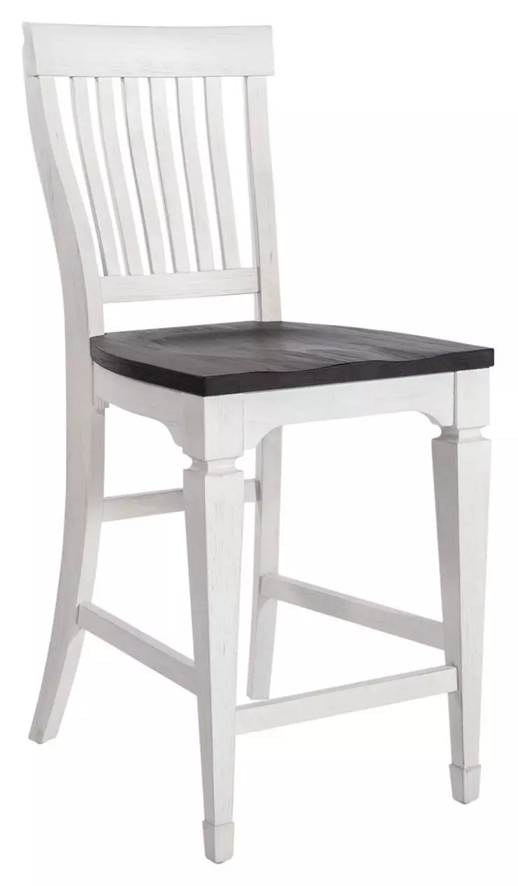 Emerson Park Wire Brushed White And Charcoal Slat Back Counter Height Chair Set of 2
