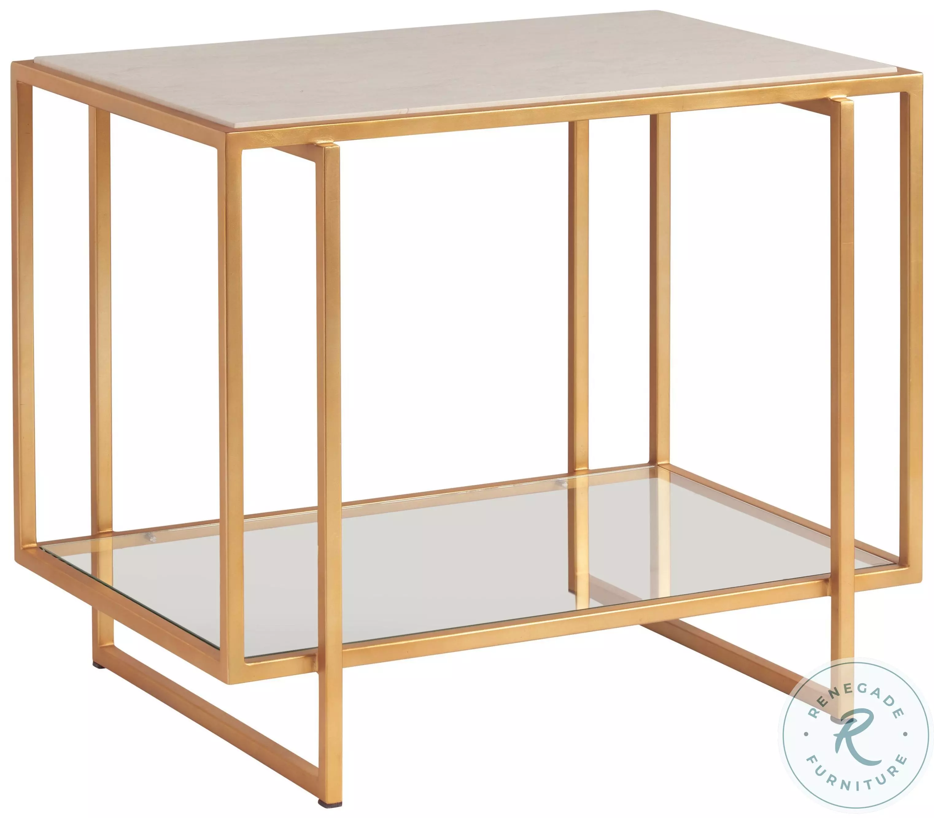 La Costa Anticato marble And satin gold Pinnacle End Table From