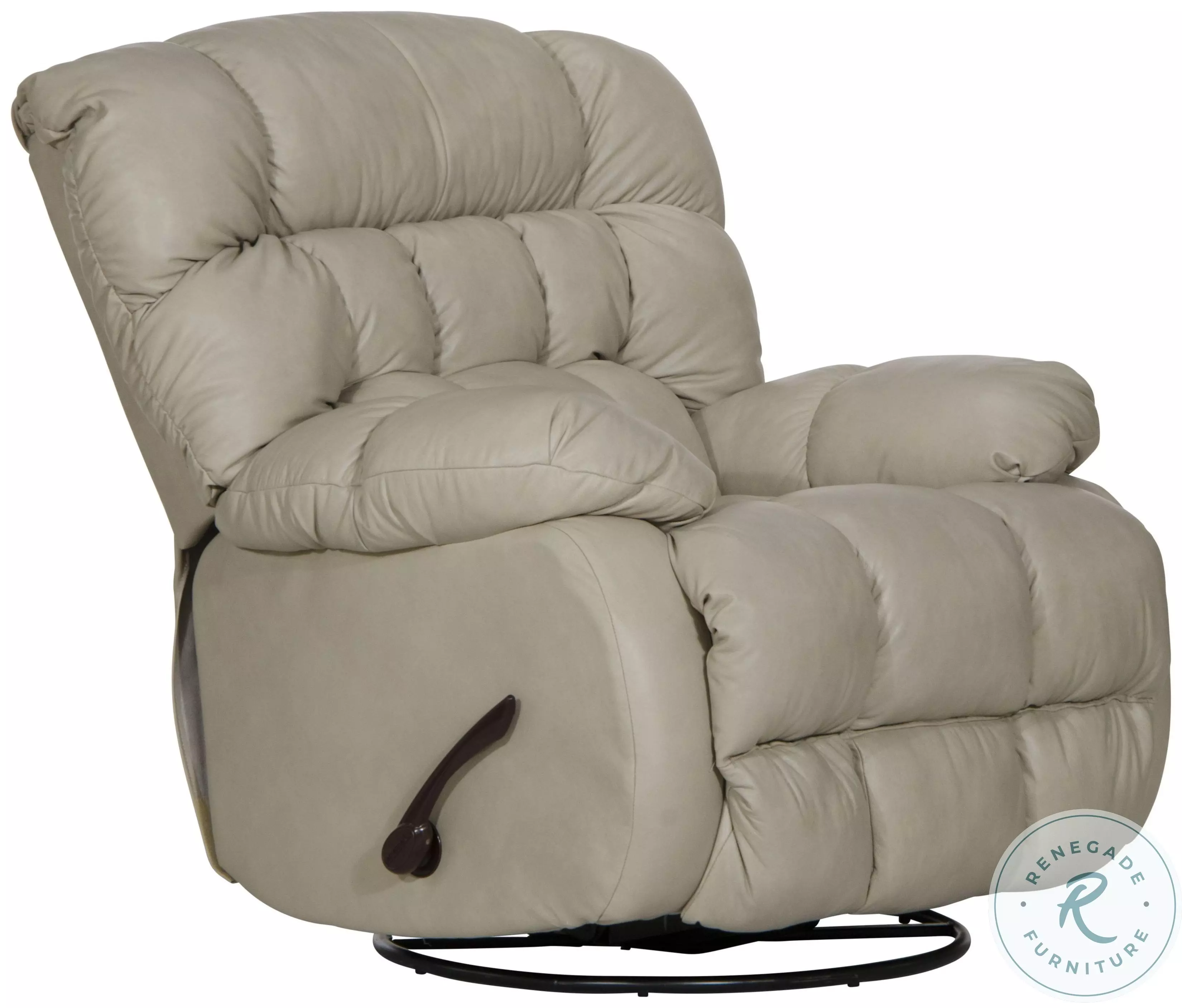 Pendleton Alabaster Leather Chaise Swivel Glider Recliner from