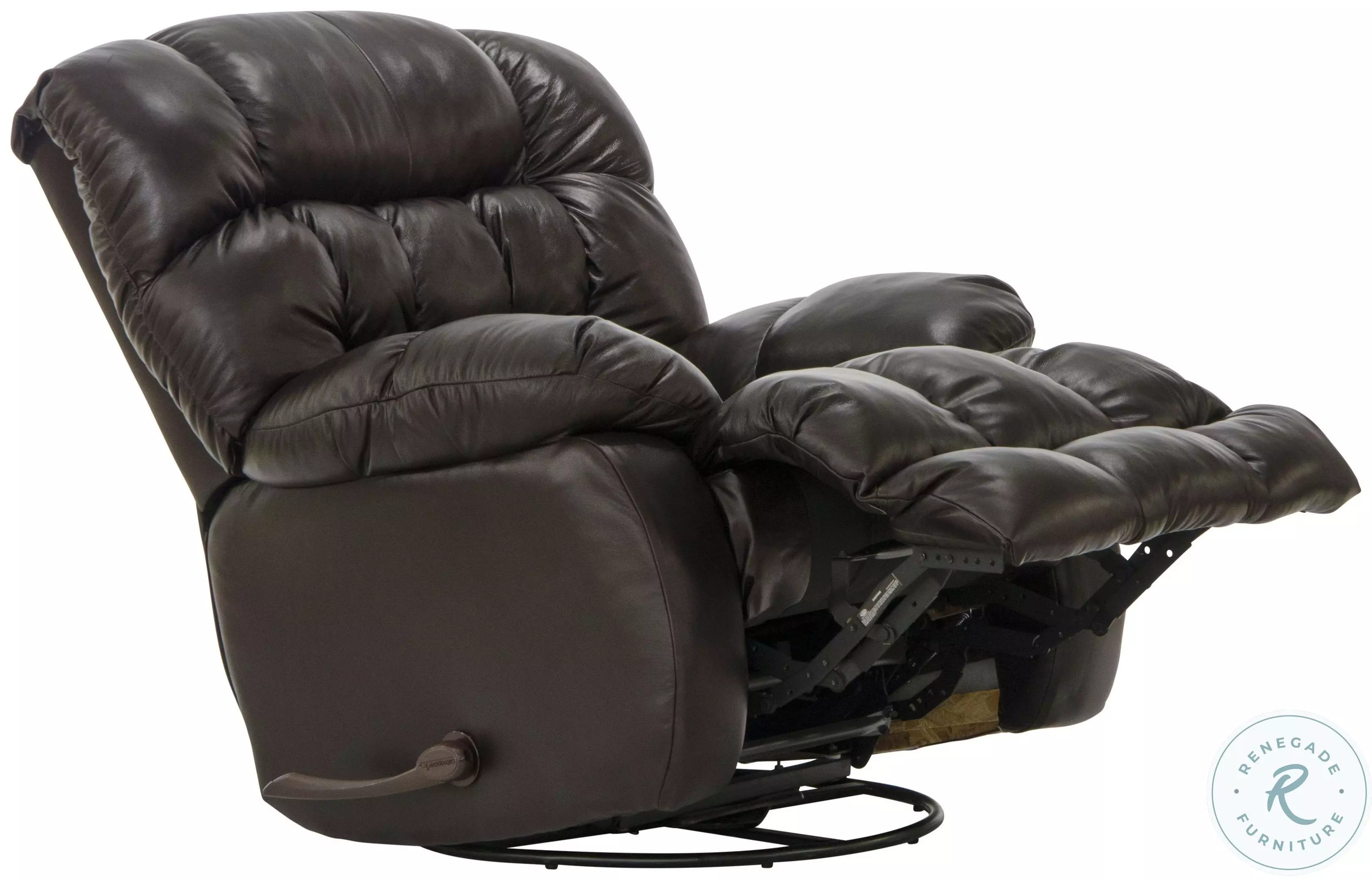 Pendleton Chocolate Leather Chaise Swivel Glider Recliner from