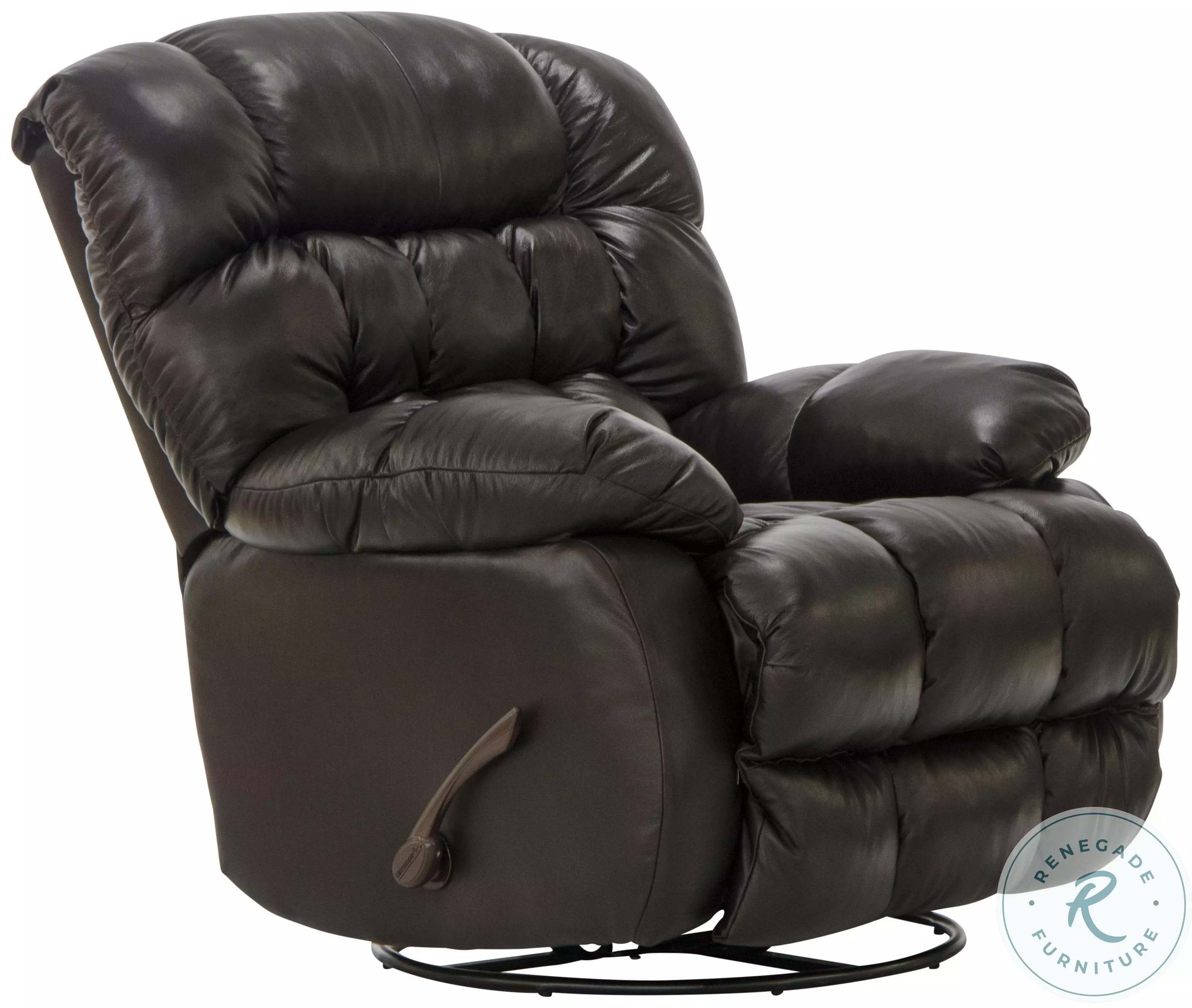 Pendleton Chocolate Leather Chaise Swivel Glider Recliner from