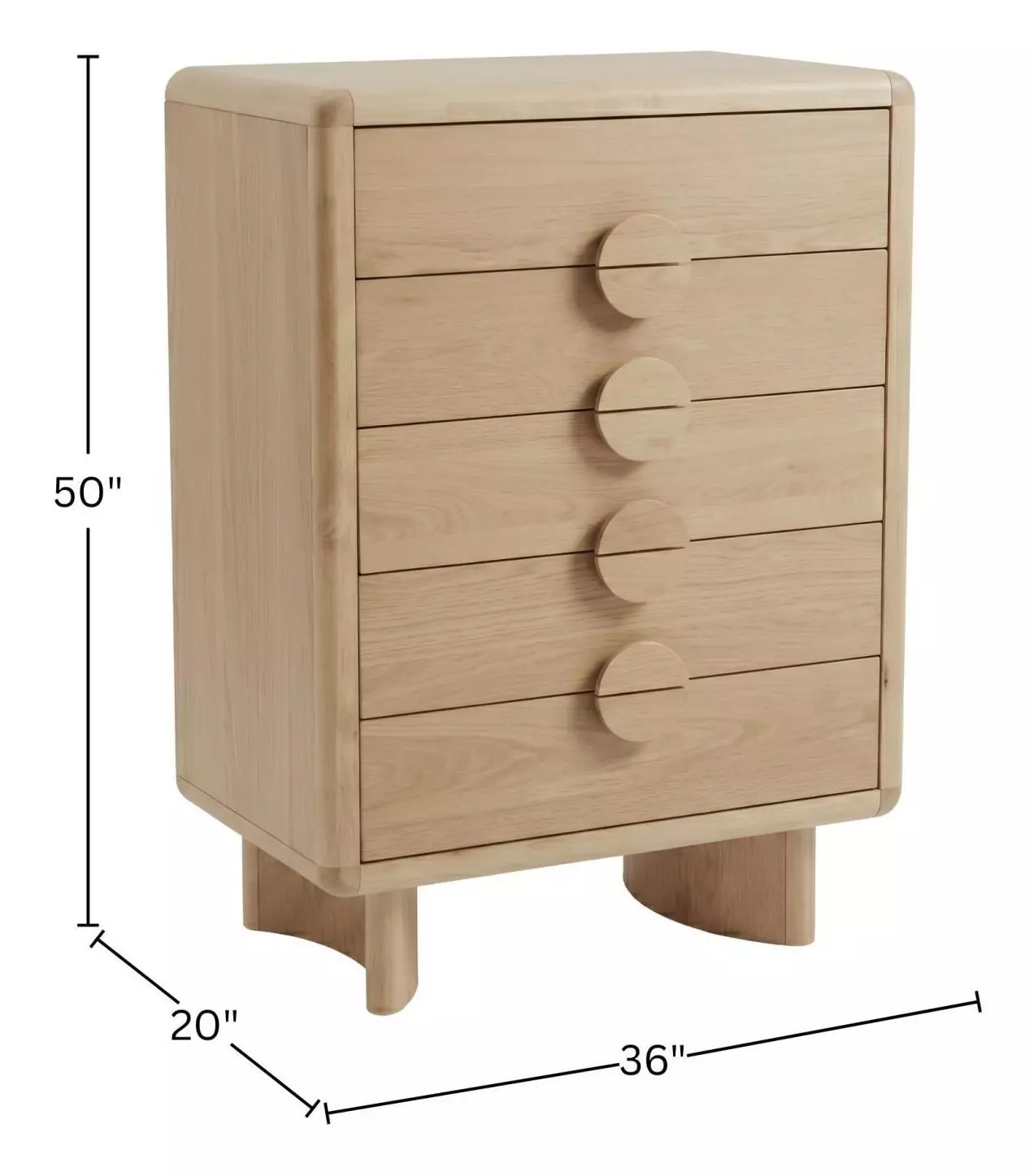Gabrielle Light Oak 5 Drawer Chest