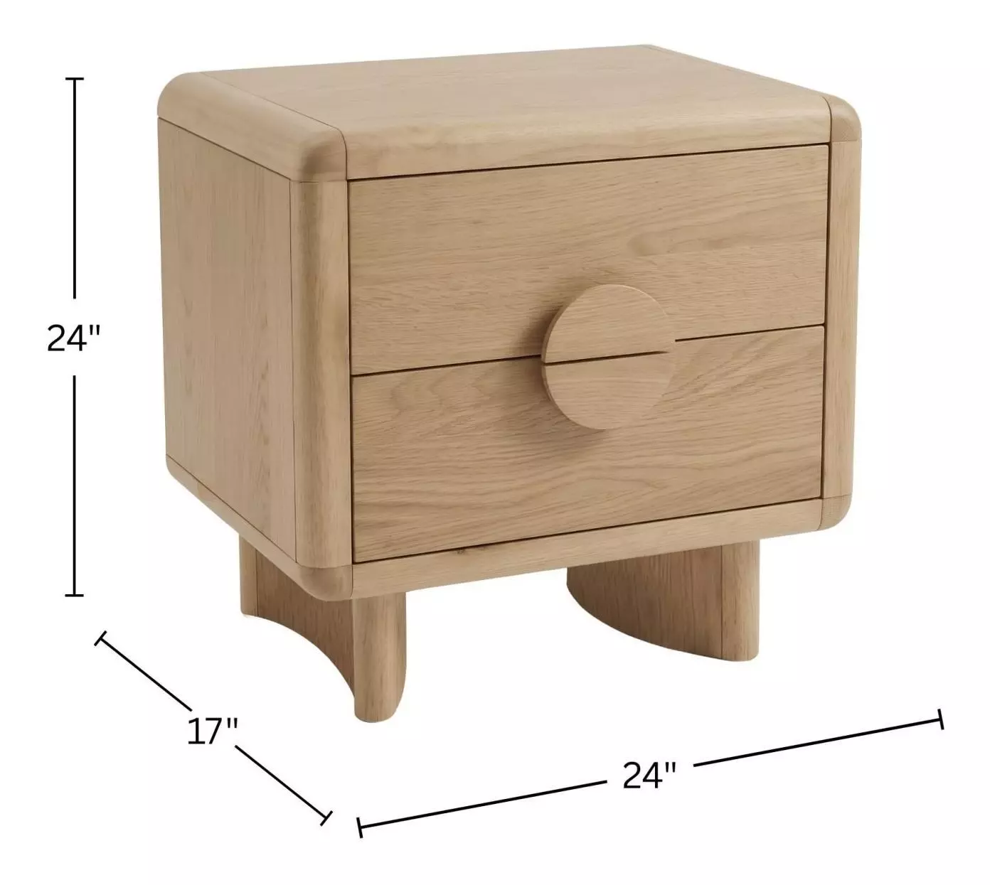 Gabrielle Light Oak 2 Drawer Nightstand