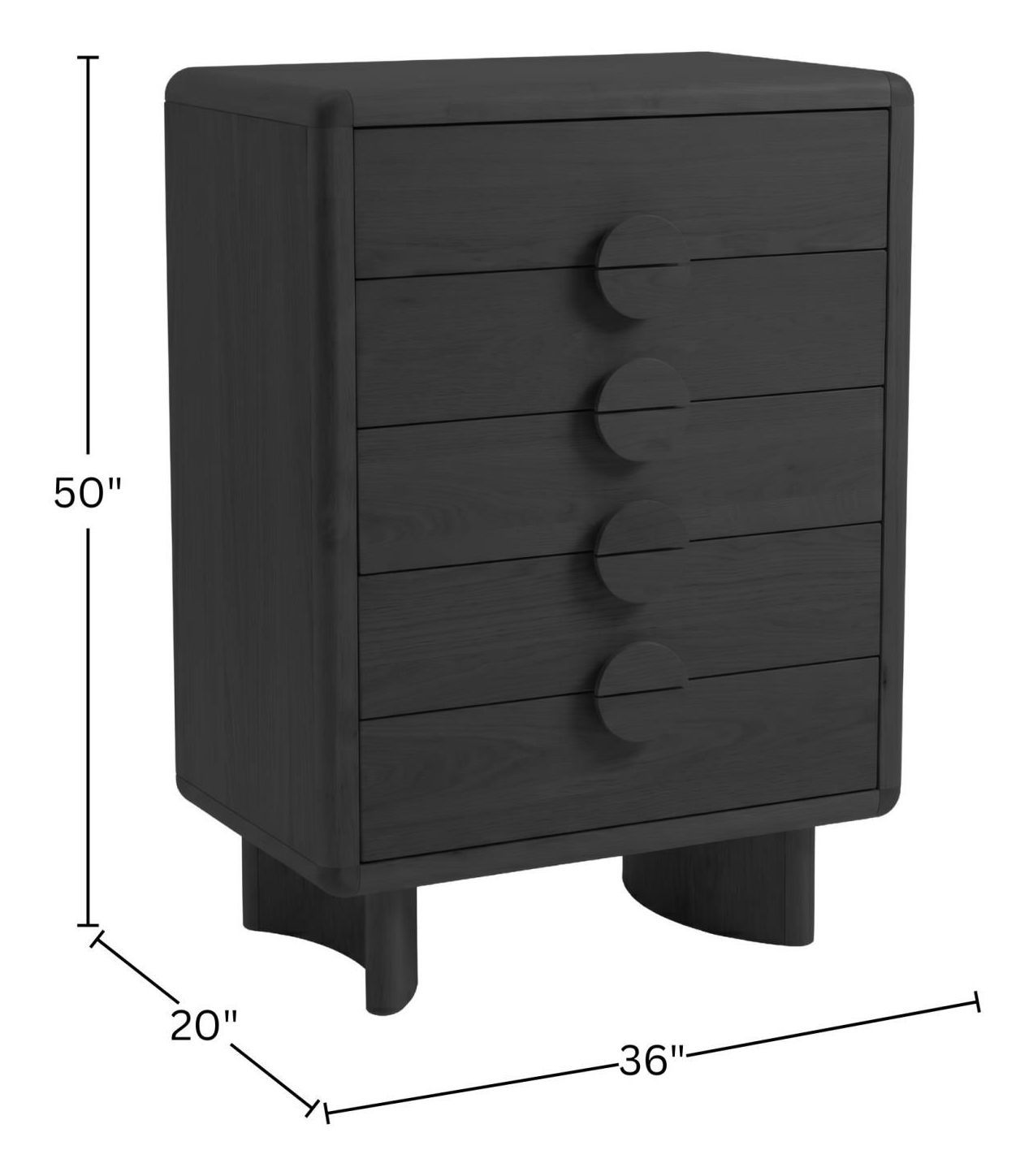 Gabrielle Black 5 Drawer Chest