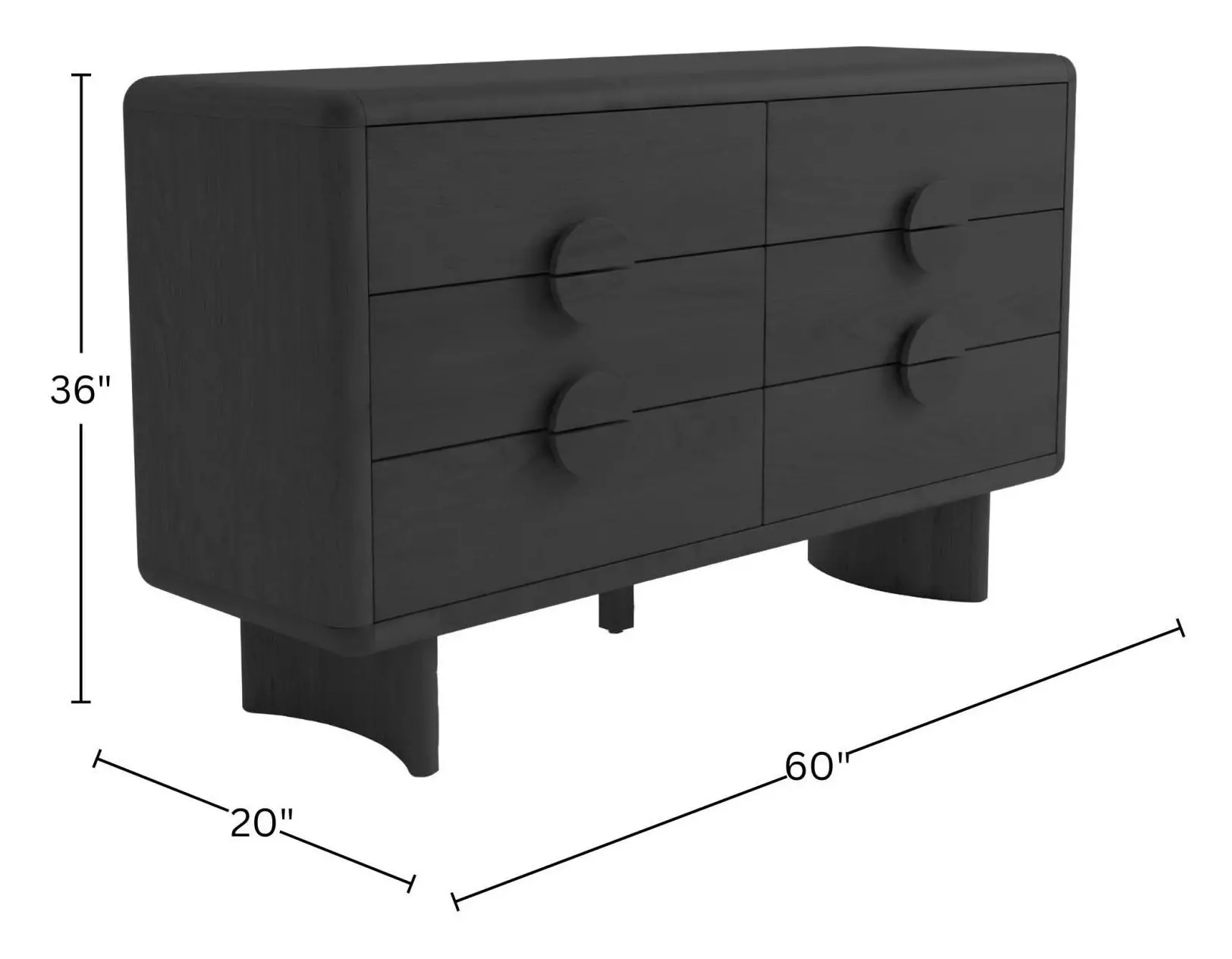 Gabrielle Black 6 Drawer Dresser