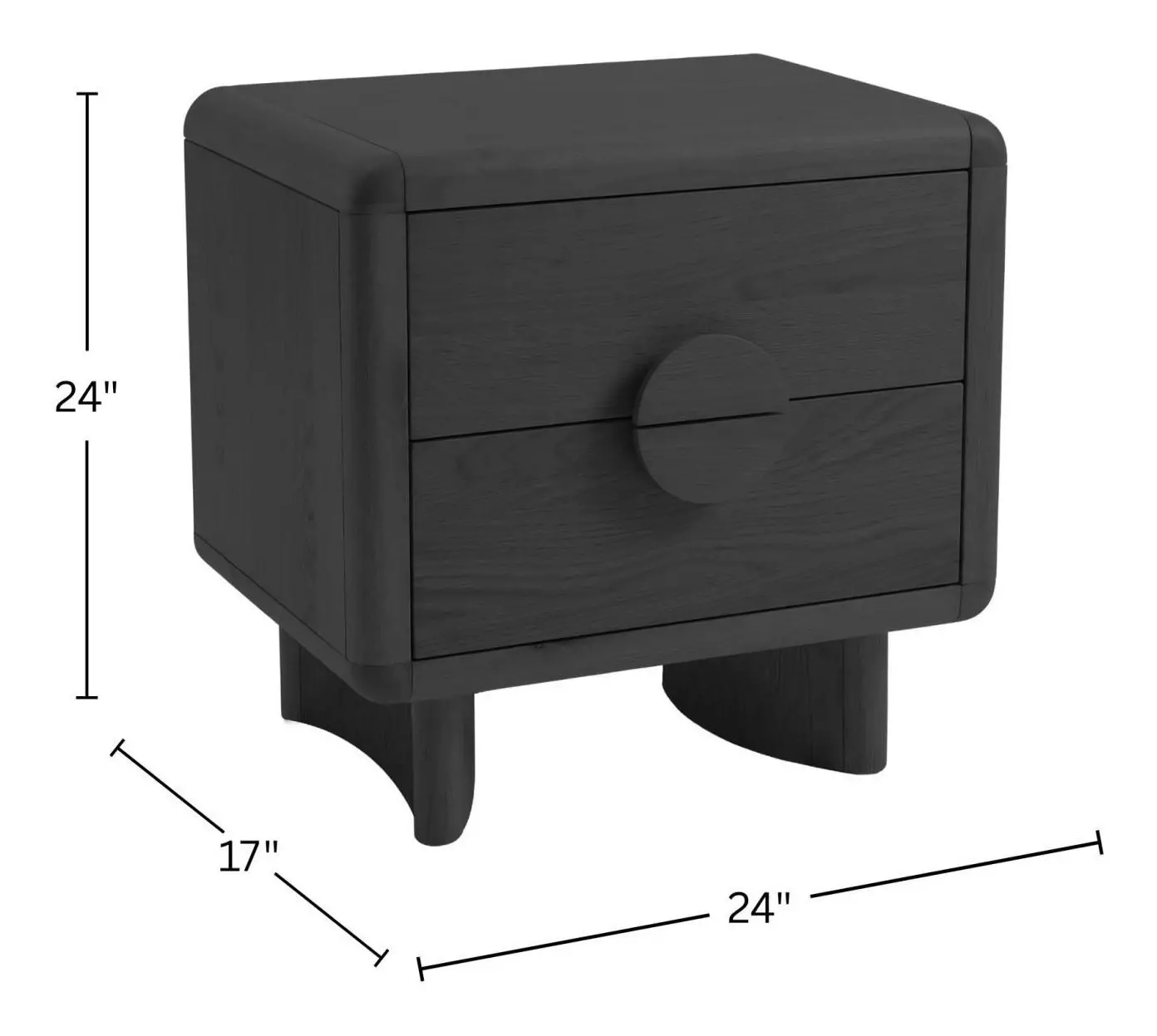 Gabrielle Black 2 Drawer Nightstand