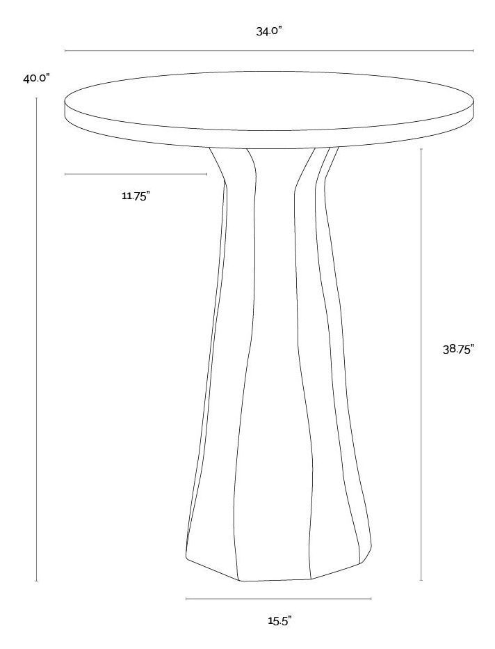 Kliff Black 34" Round Concrete Top Outdoor Bar Table