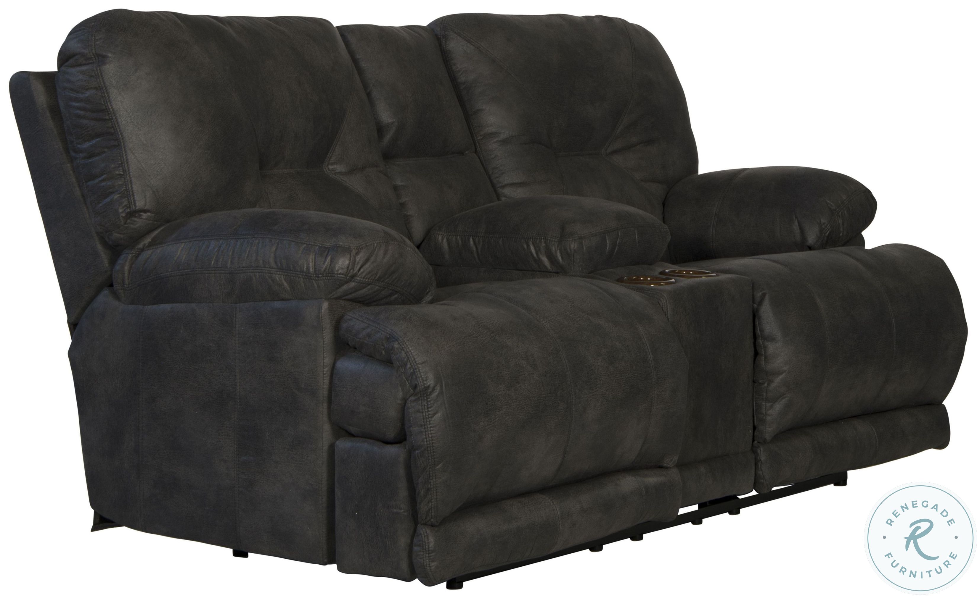 Voyager Slate Reclining Loveseat with Console, 4389122853302853, Catnapper