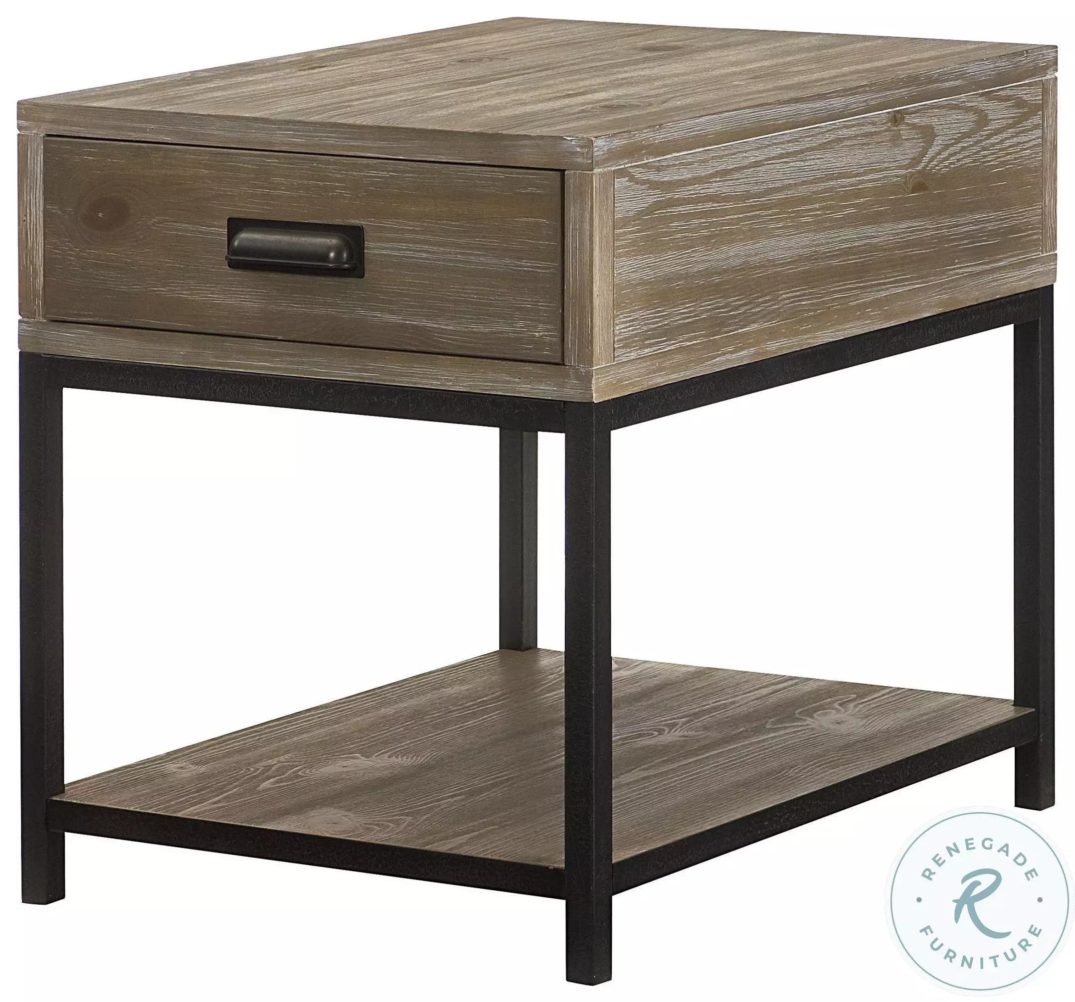 Parsons Sandalwood And Black Rectangular Drawer End Table