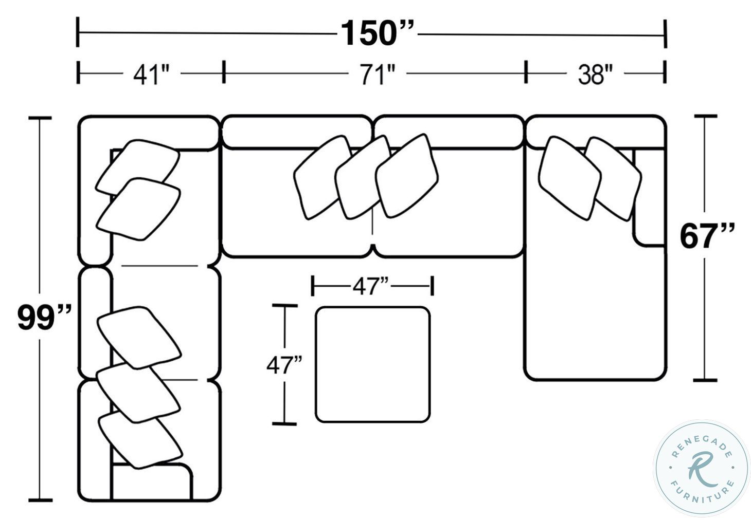 Kingston Pewter RAF Sectional From Jackson Coleman Furniture