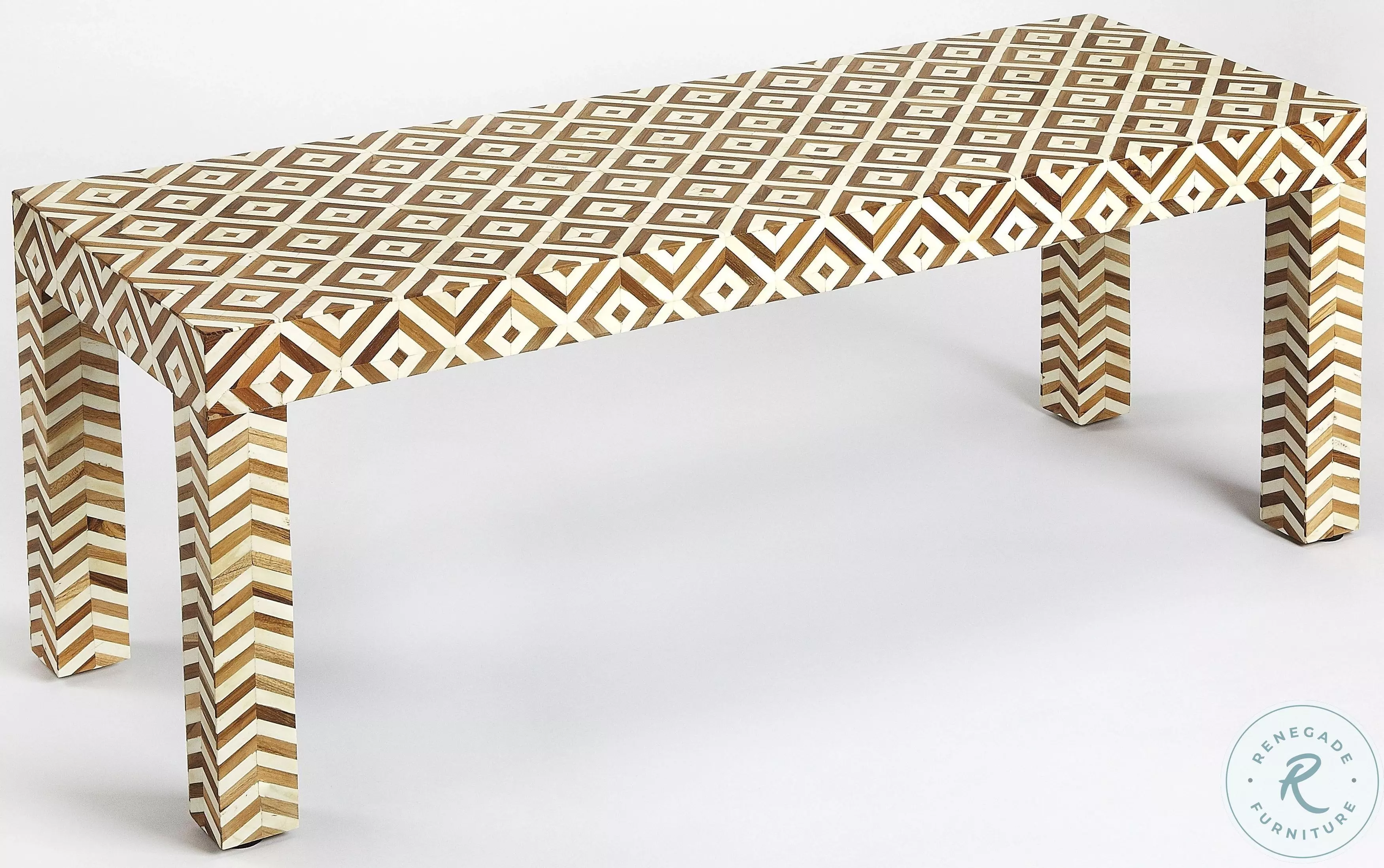 Crispin Wood and Bone Inlay Bench from Butler | Coleman Furniture