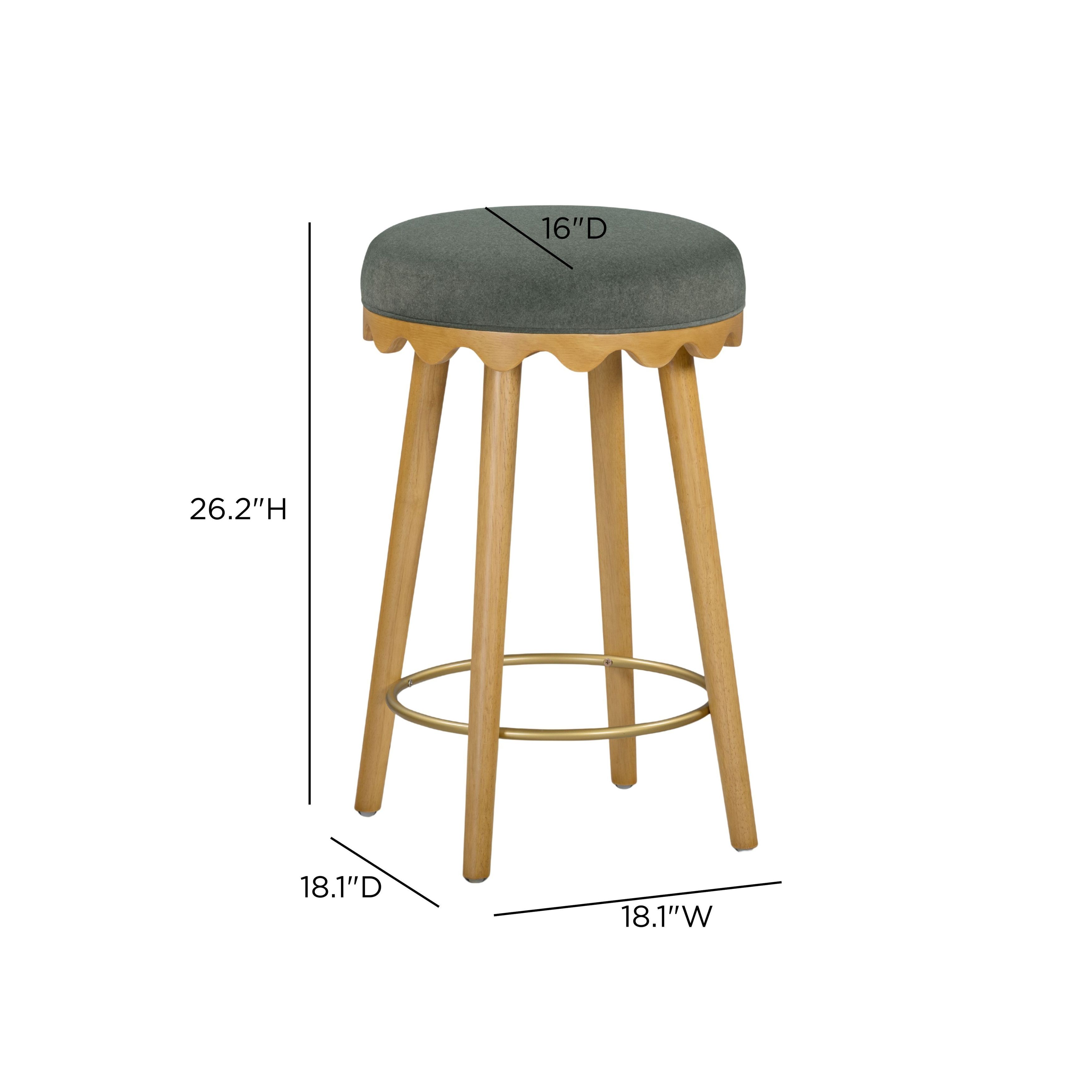 Oodle Green Performance Vegan Mohair Upholstered Counter Height Stool