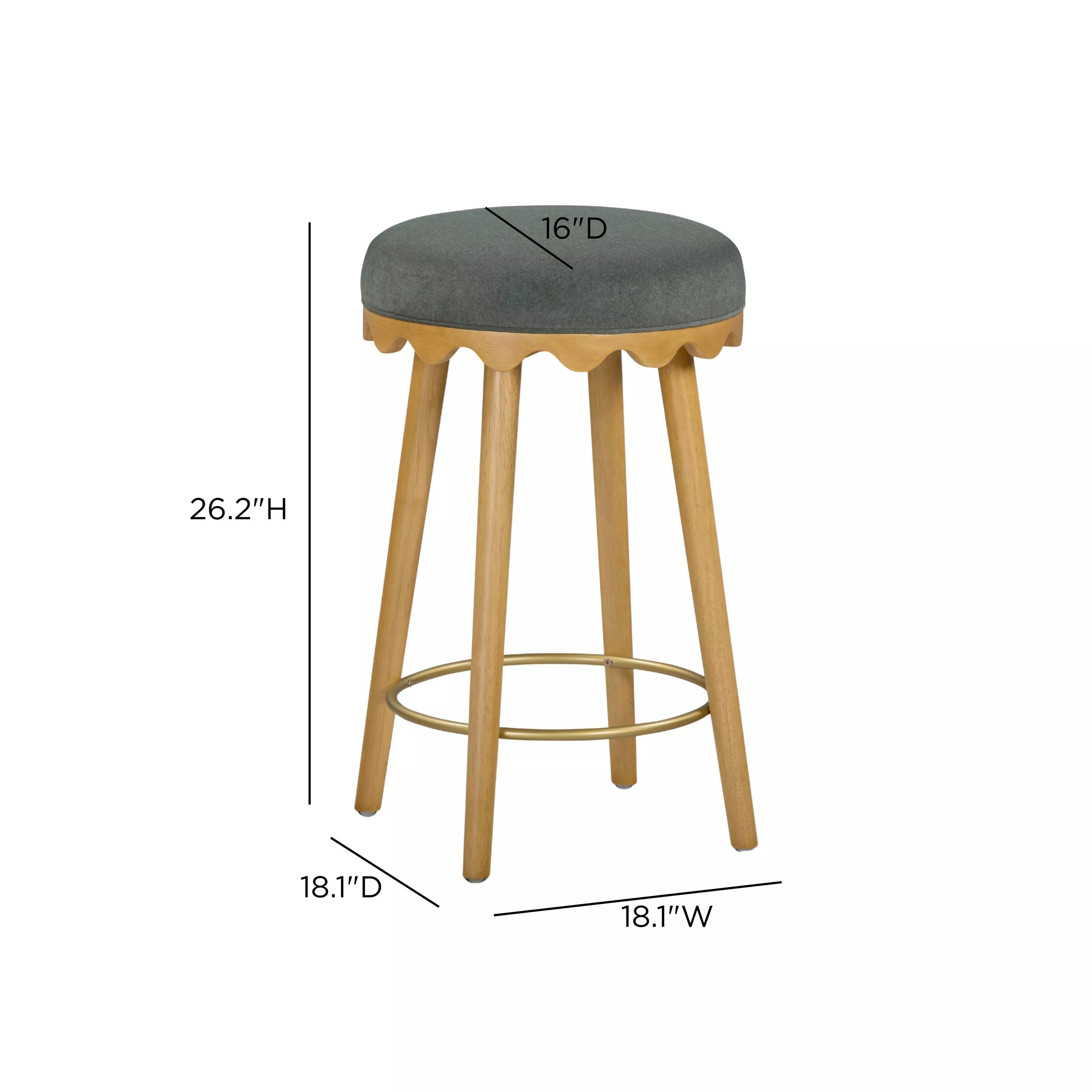 Oodle Green Performance Vegan Mohair Upholstered Counter Height Stool