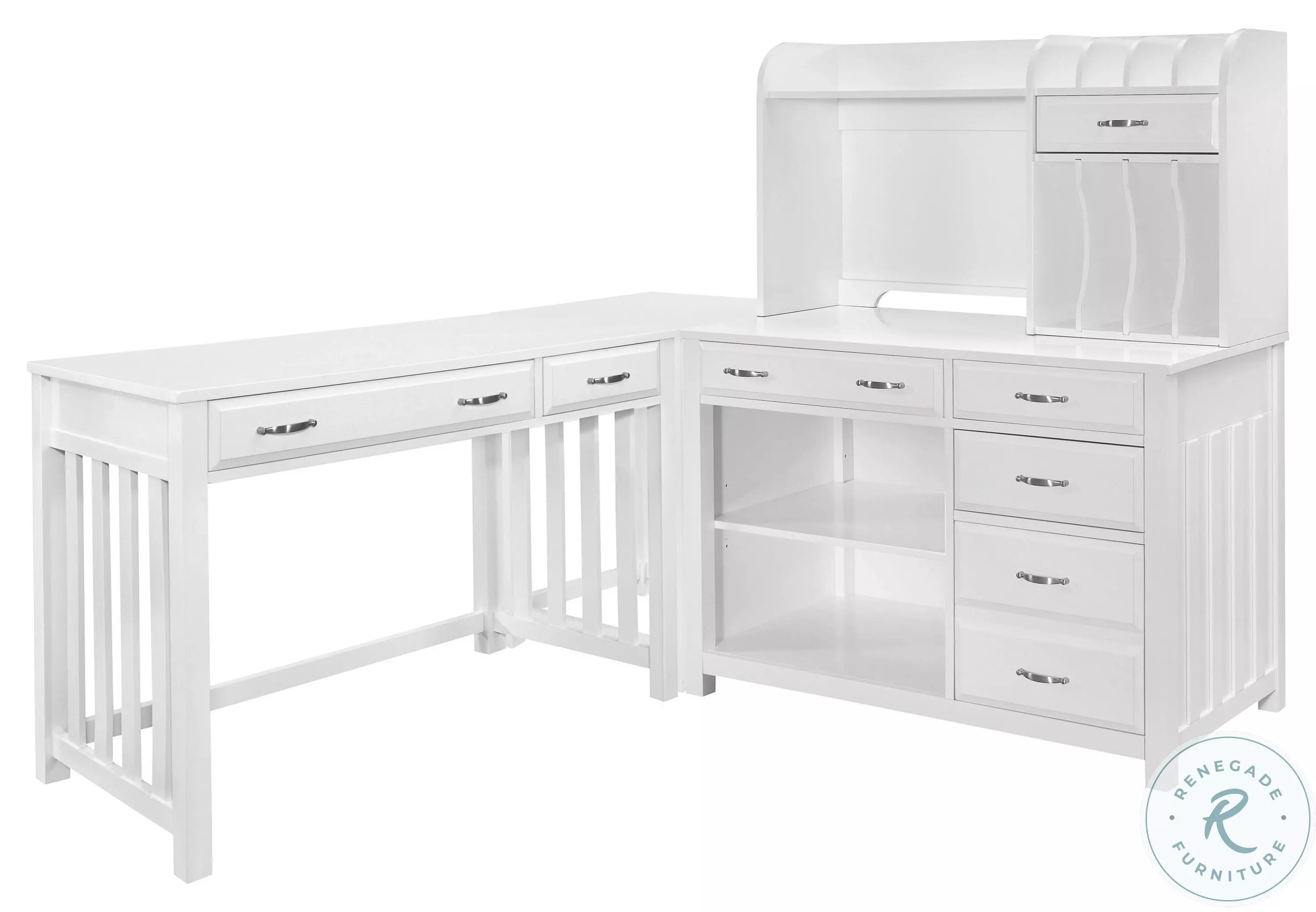 Blanche White L Shaped Desk With Hutch From Home Gallery Stores | Home ...