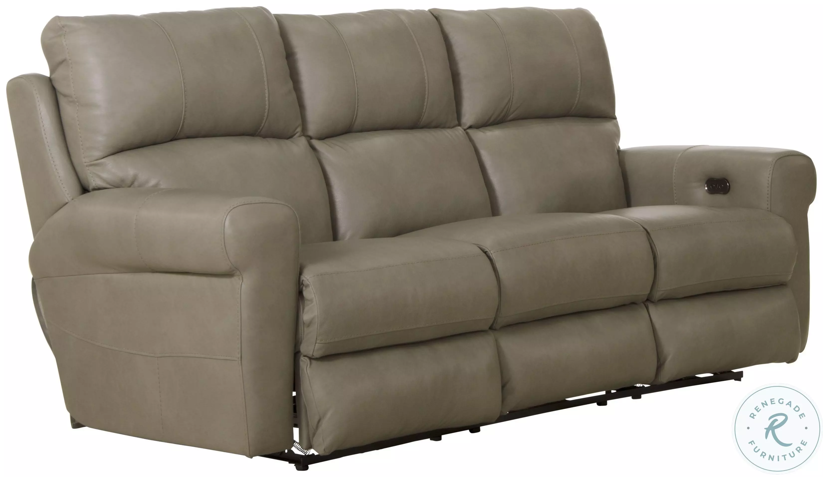 Torretta Putty Leather Lay Flat Power Reclining Sofa From Home