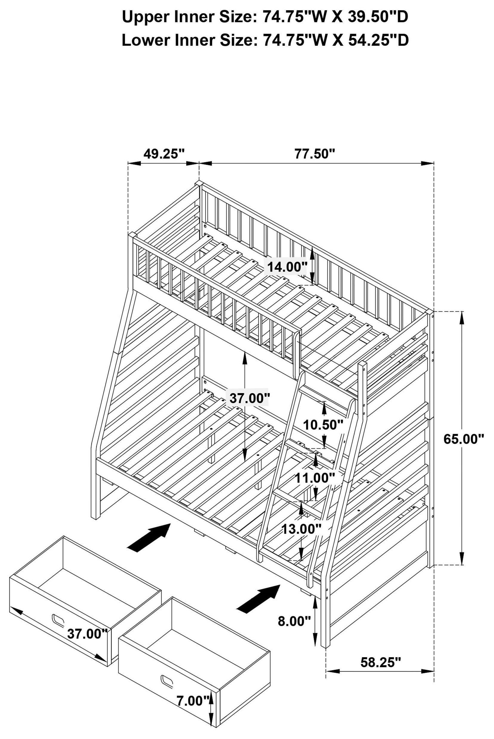 Ashton Navy Blue Twin Over Full Bunk Bed