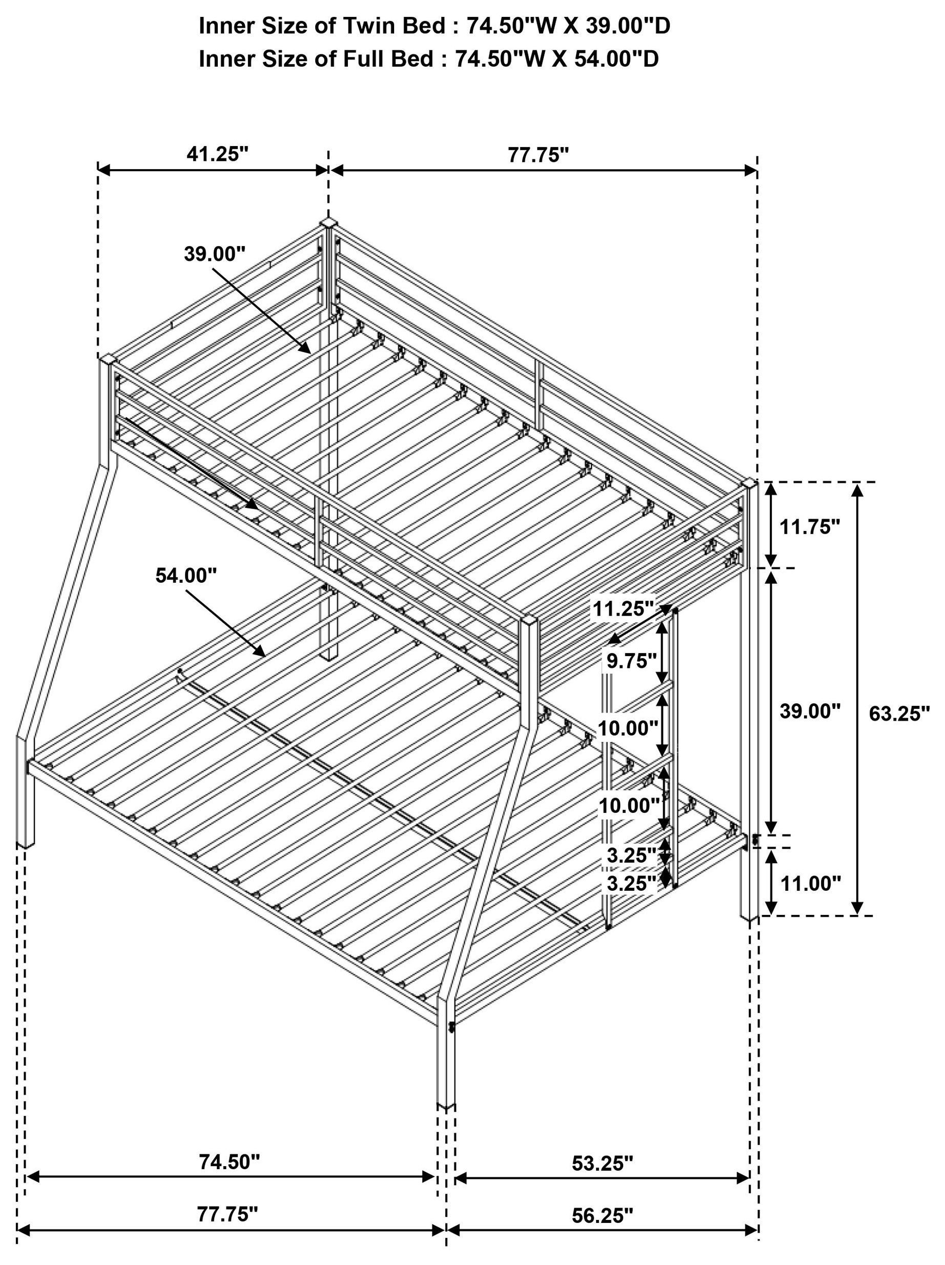Alevera Black Twin Over Full Bunk Bed