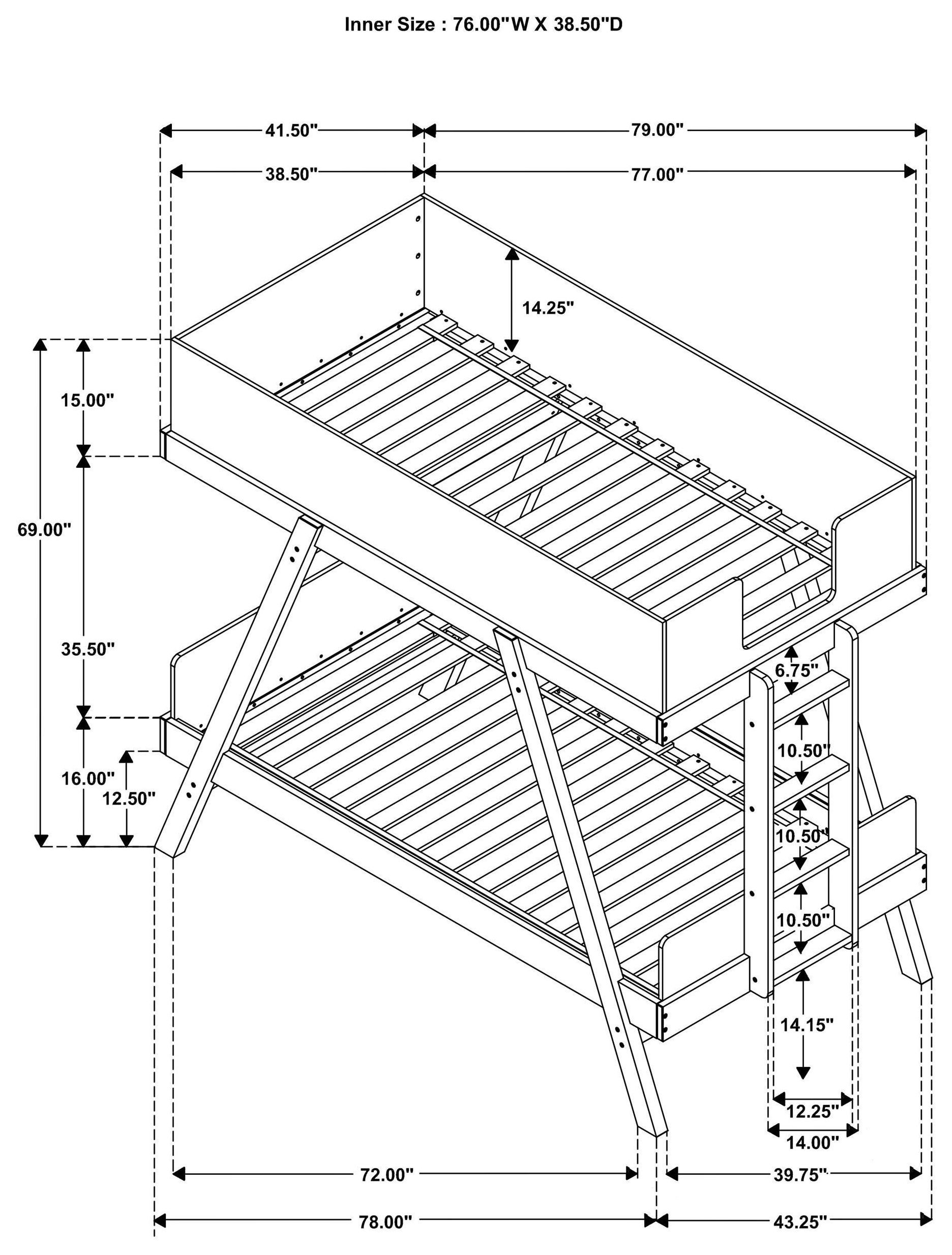 Frankie White And Natural Wooden Twin Over Twin Bunk Bed