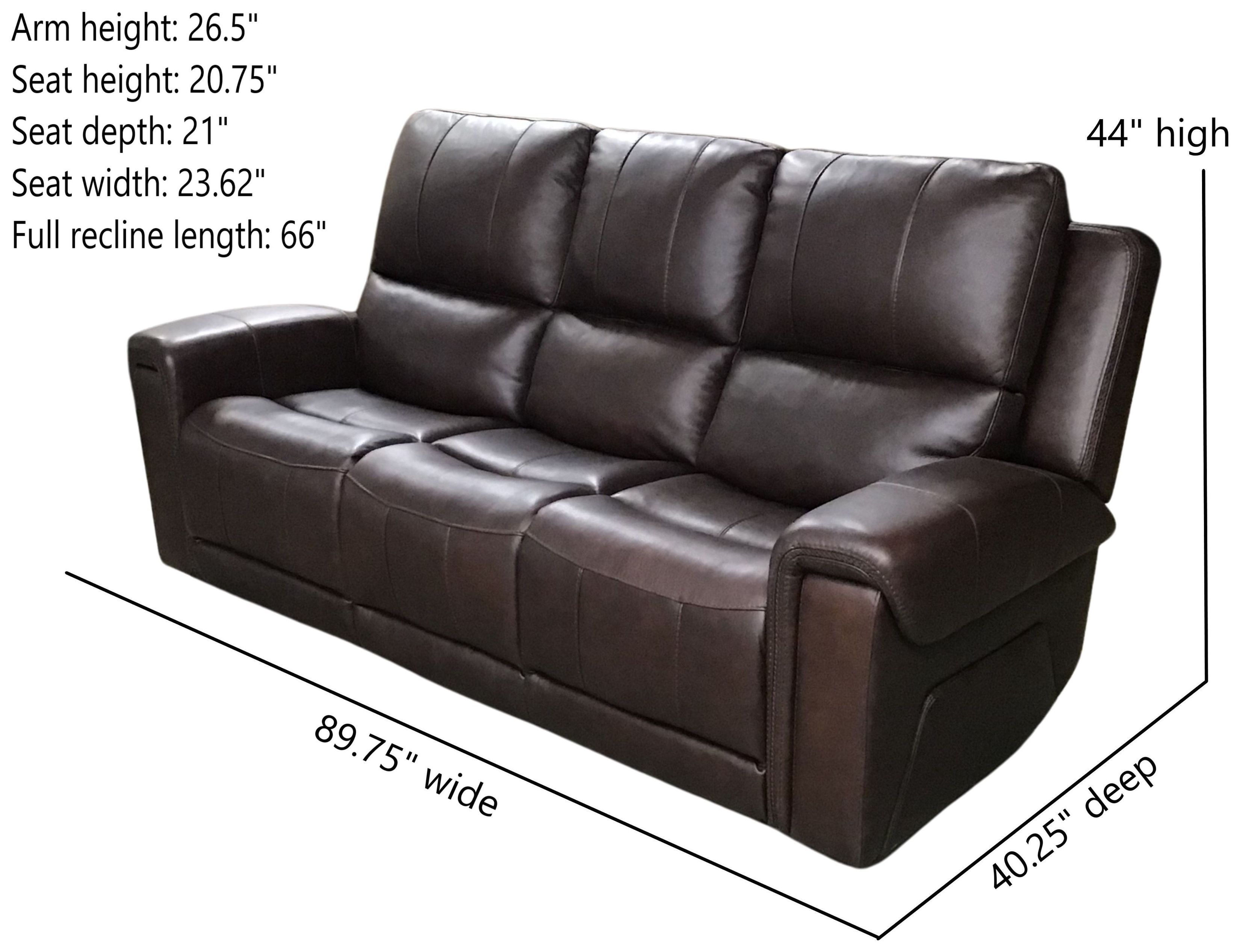 Burton Reno Walnut Leather Power Reclining Sofa with Power Headrest and Lumbar