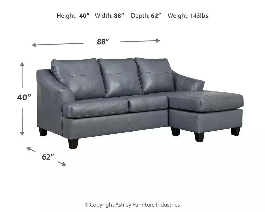 Genoa Steel 88" Sofa Chaise