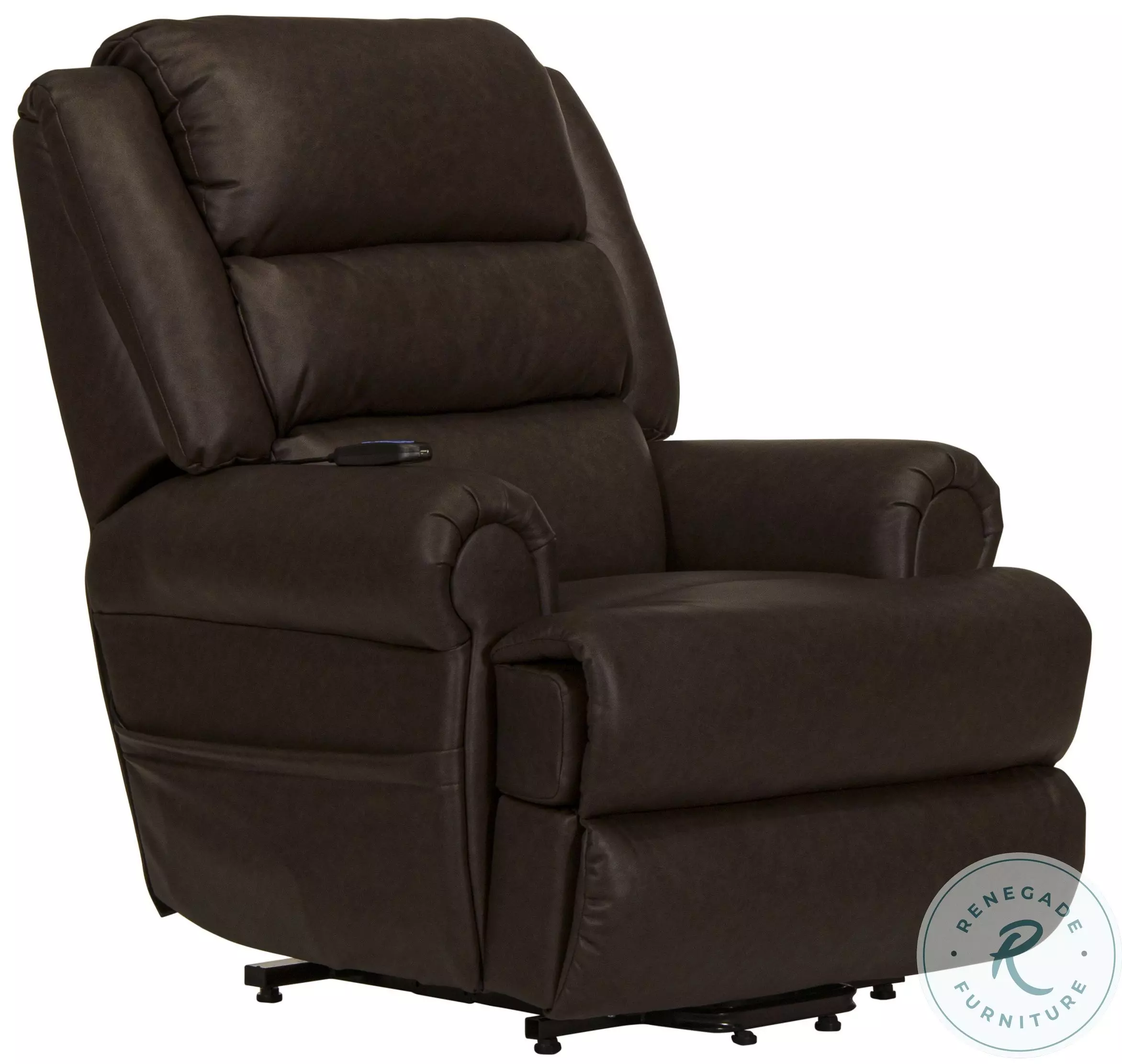 Muncy Walnut Chaise Power Lift Recliner with Dual Motor And Zero
