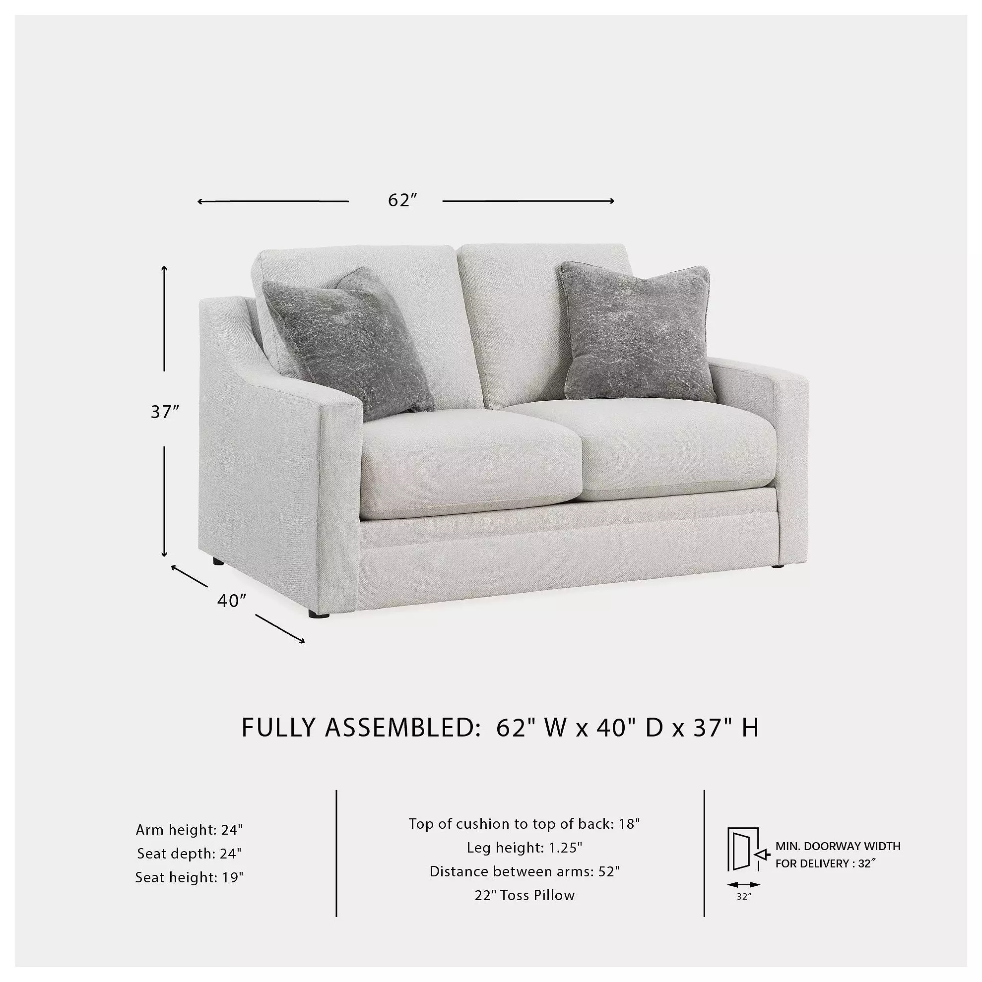 Maitelynn Chalk 62" Loveseat