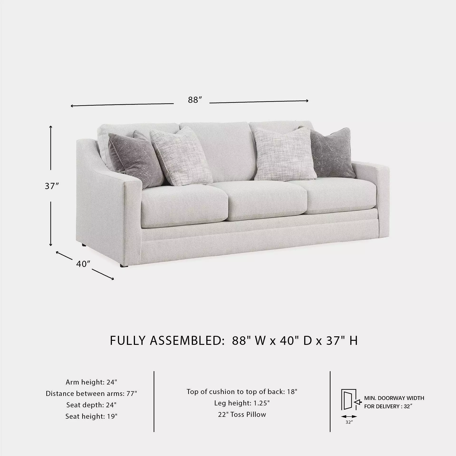 Maitelynn Chalk 88" Sofa