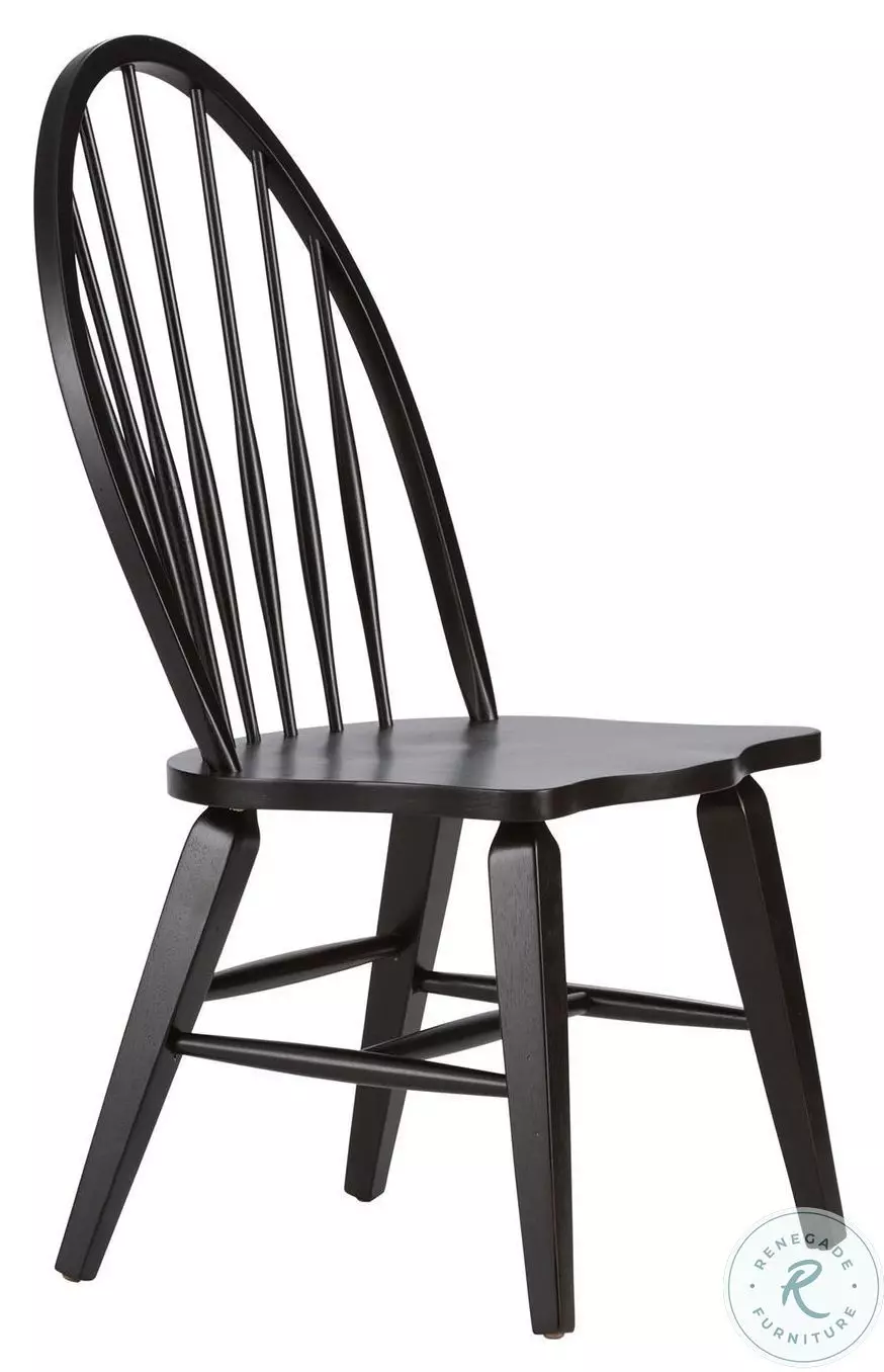Fireside Retreat Black Windsor Back Side Chair Set of 2 From