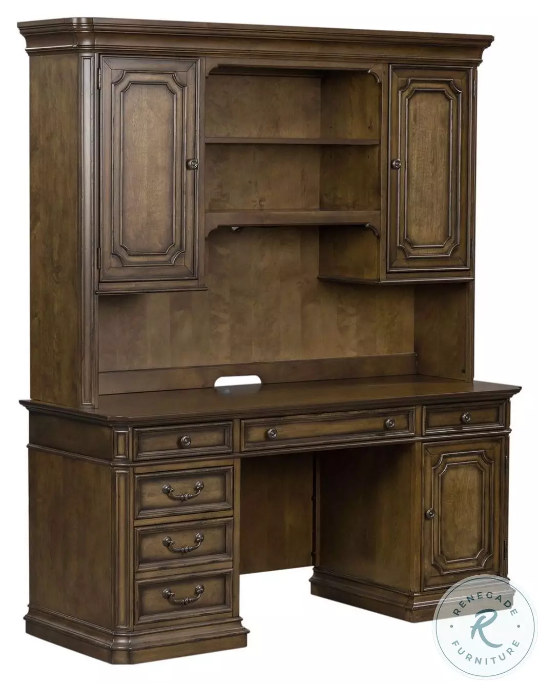 Amelia Antique Toffee Jr Executive Credenza With Hutch from