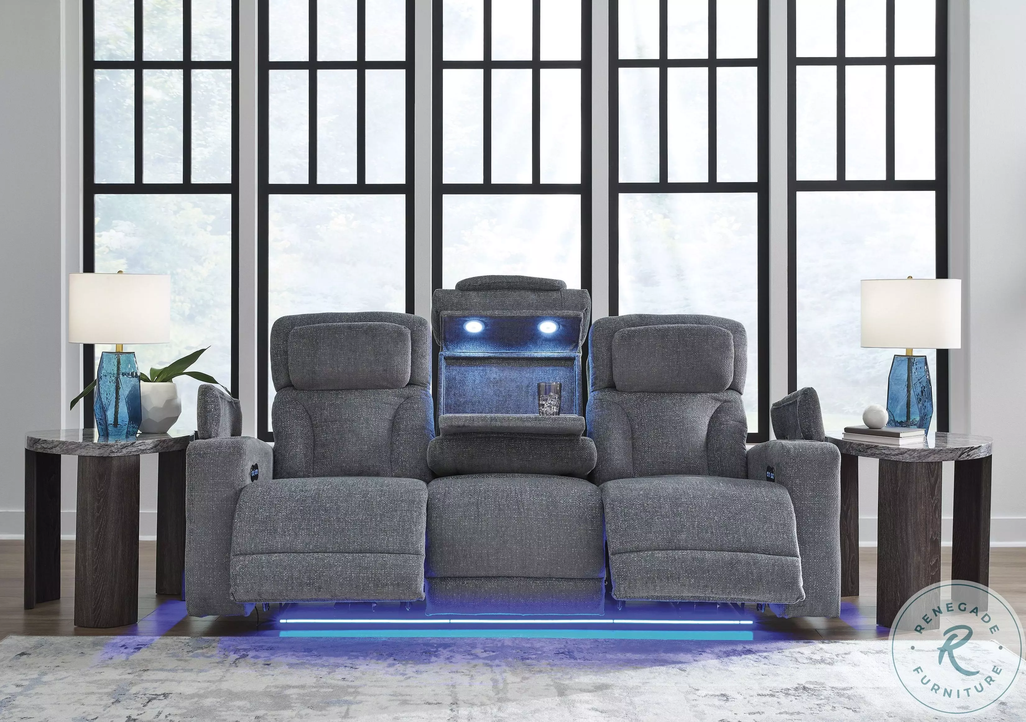 Forest Lake Steel Power Reclining Sofa with Adjustable Headrest