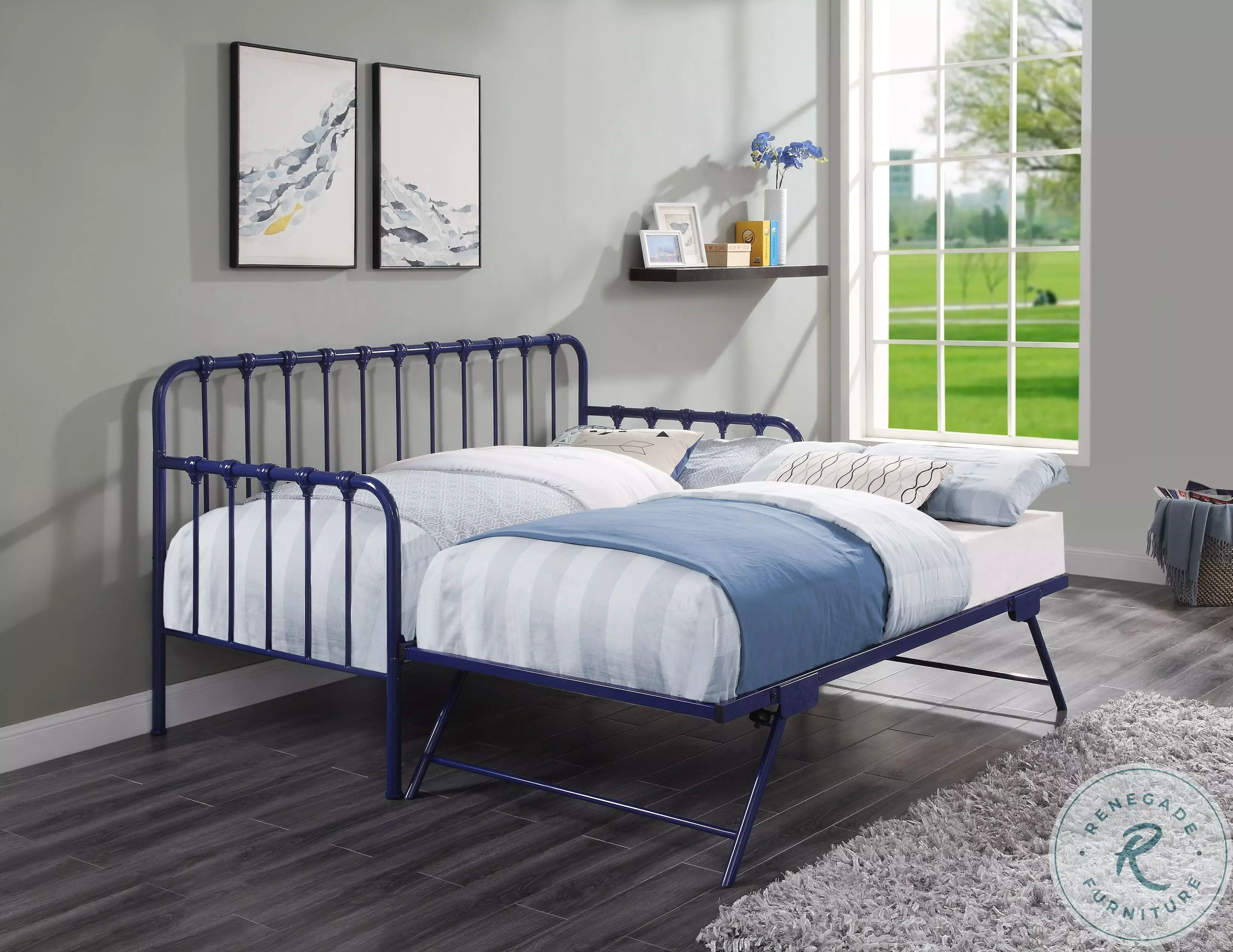 Constance Navy Blue Daybed With Lift Up Trundle From Home Gallery